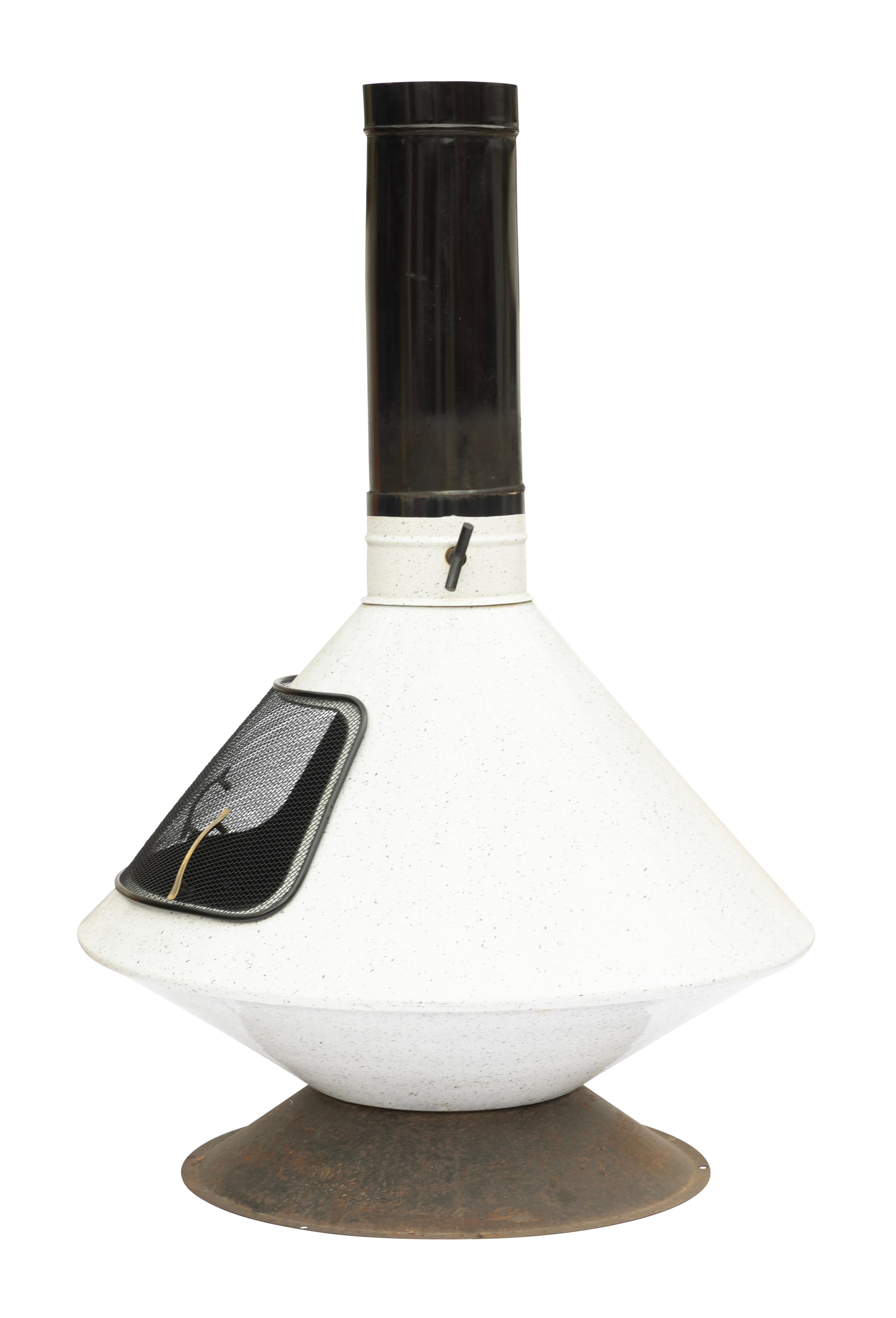 Mid-Century Modern Fireplace Wood Gas, Aztec Malm, Black and White, Inside or Outside, circa 1970s For Sale