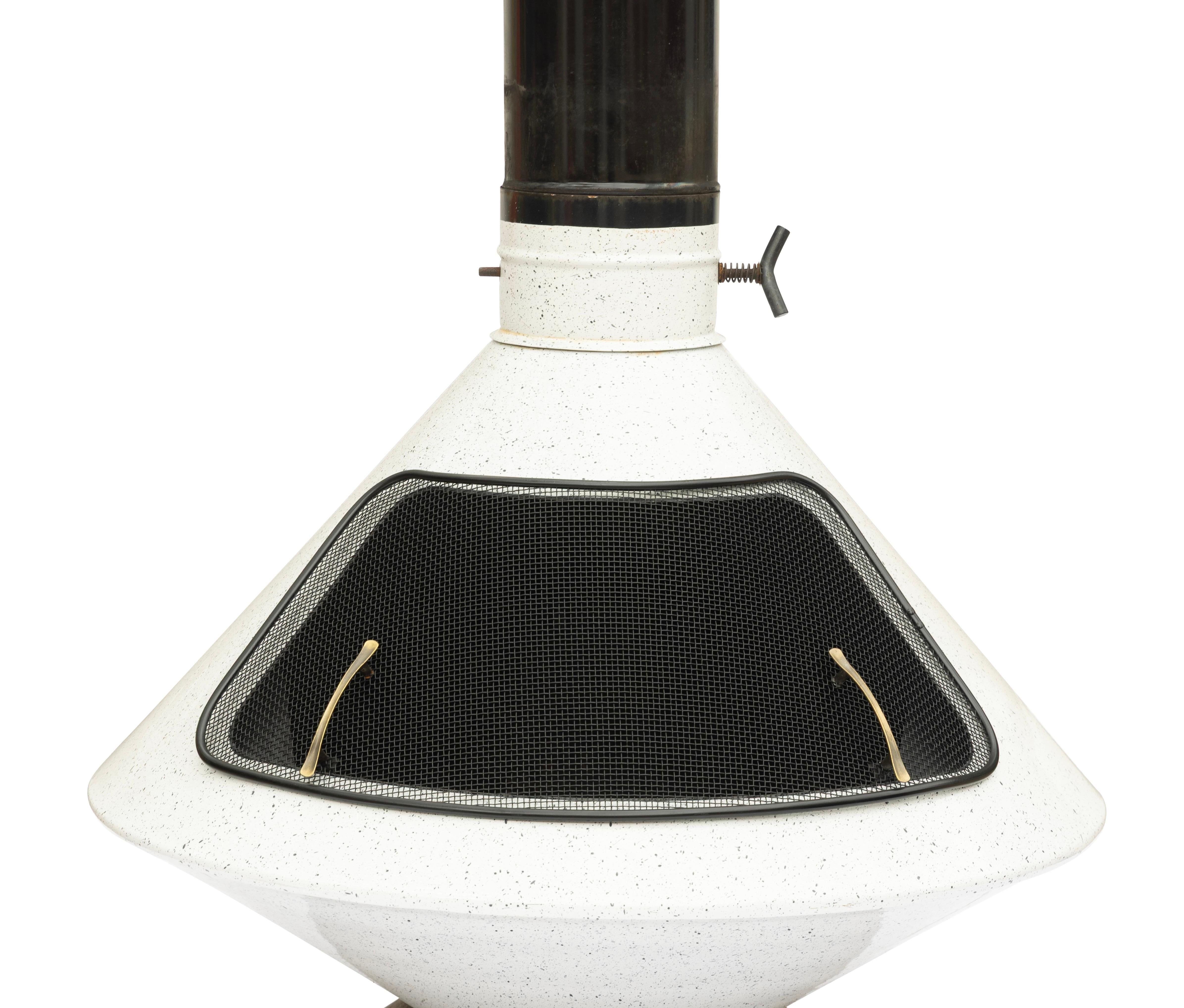 American Fireplace Wood Gas, Aztec Malm, Black and White, Inside or Outside, circa 1970s For Sale