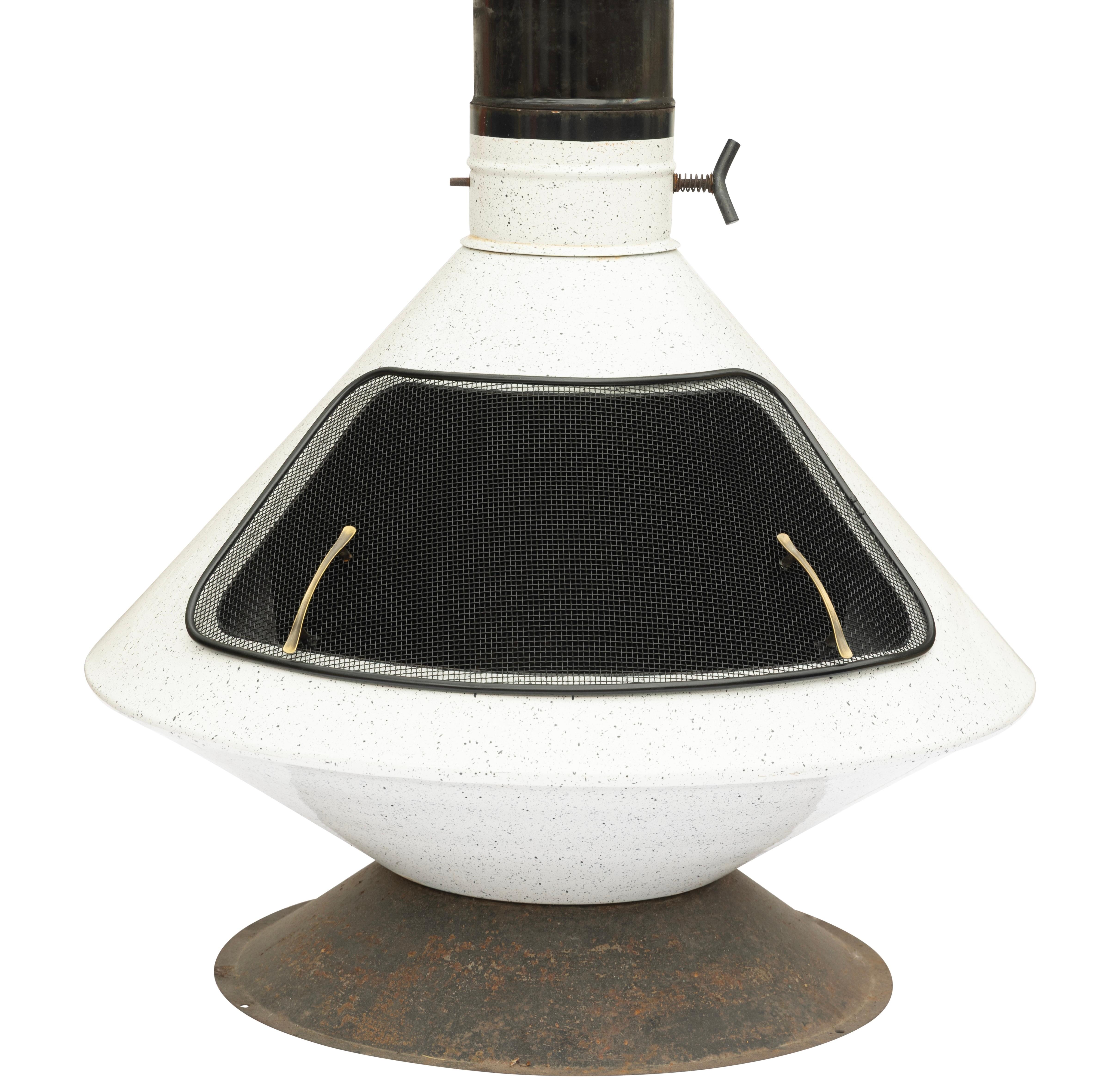 Fireplace Wood Gas, Aztec Malm, Black and White, Inside or Outside, circa 1970s In Good Condition For Sale In Madison, WI