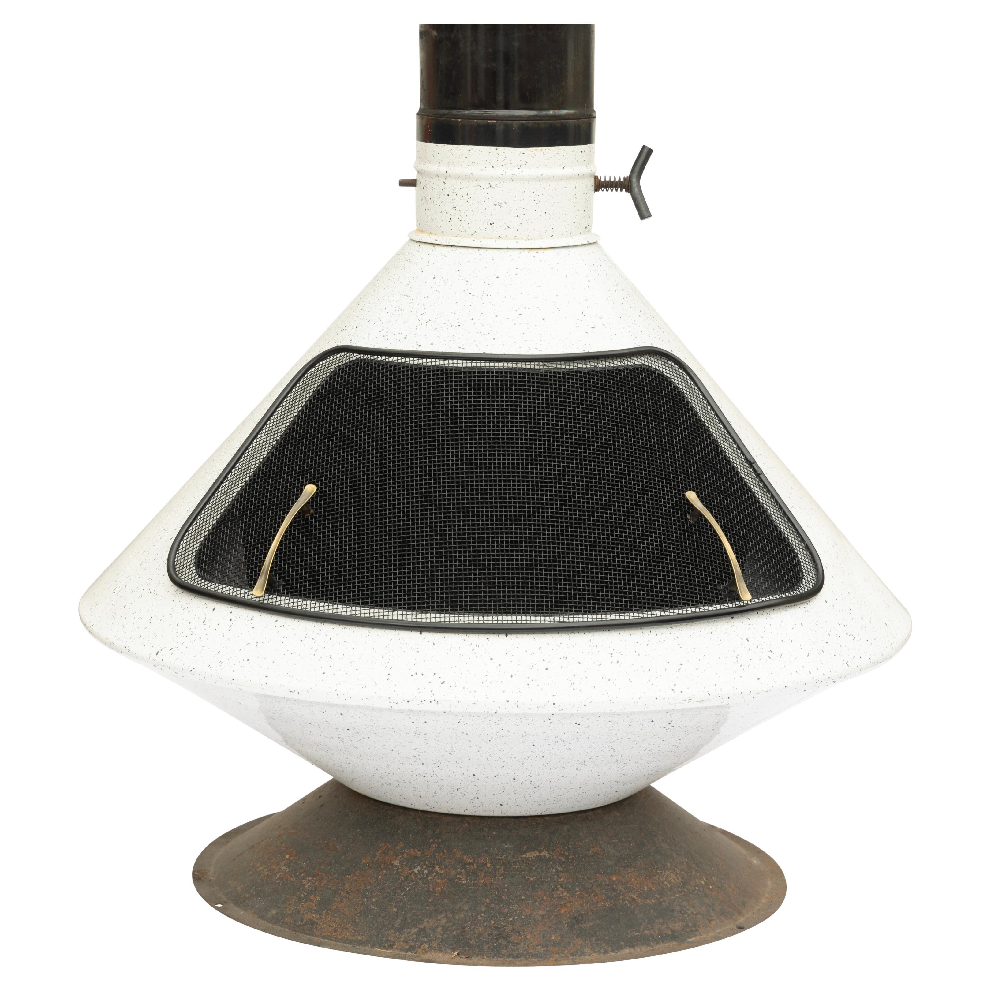 Fireplace Wood Gas, Aztec Malm, Black and White, Inside or Outside, circa 1970s For Sale