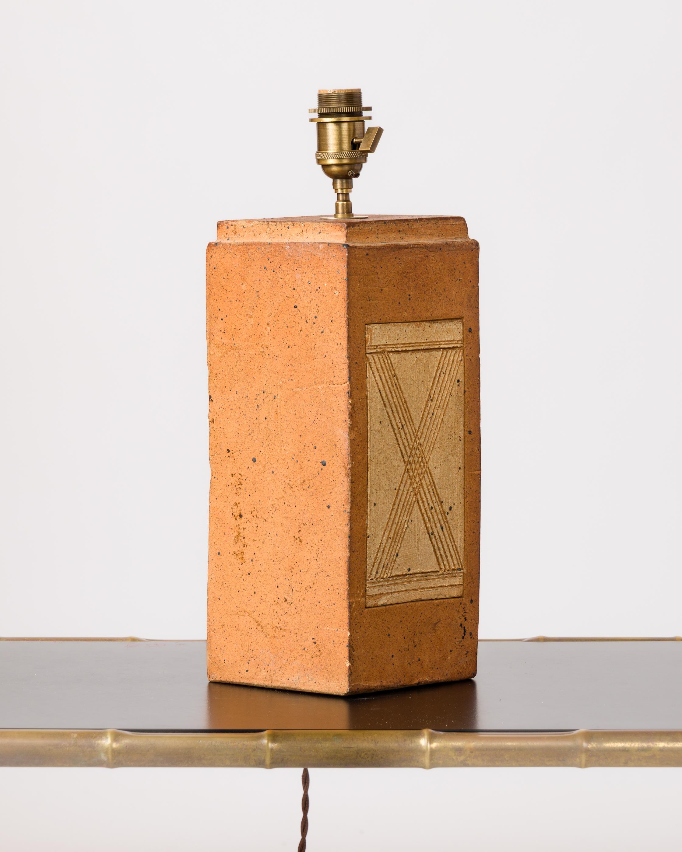 Clay Firesand Decorative Lamp att. to La Borne - France 1970's For Sale