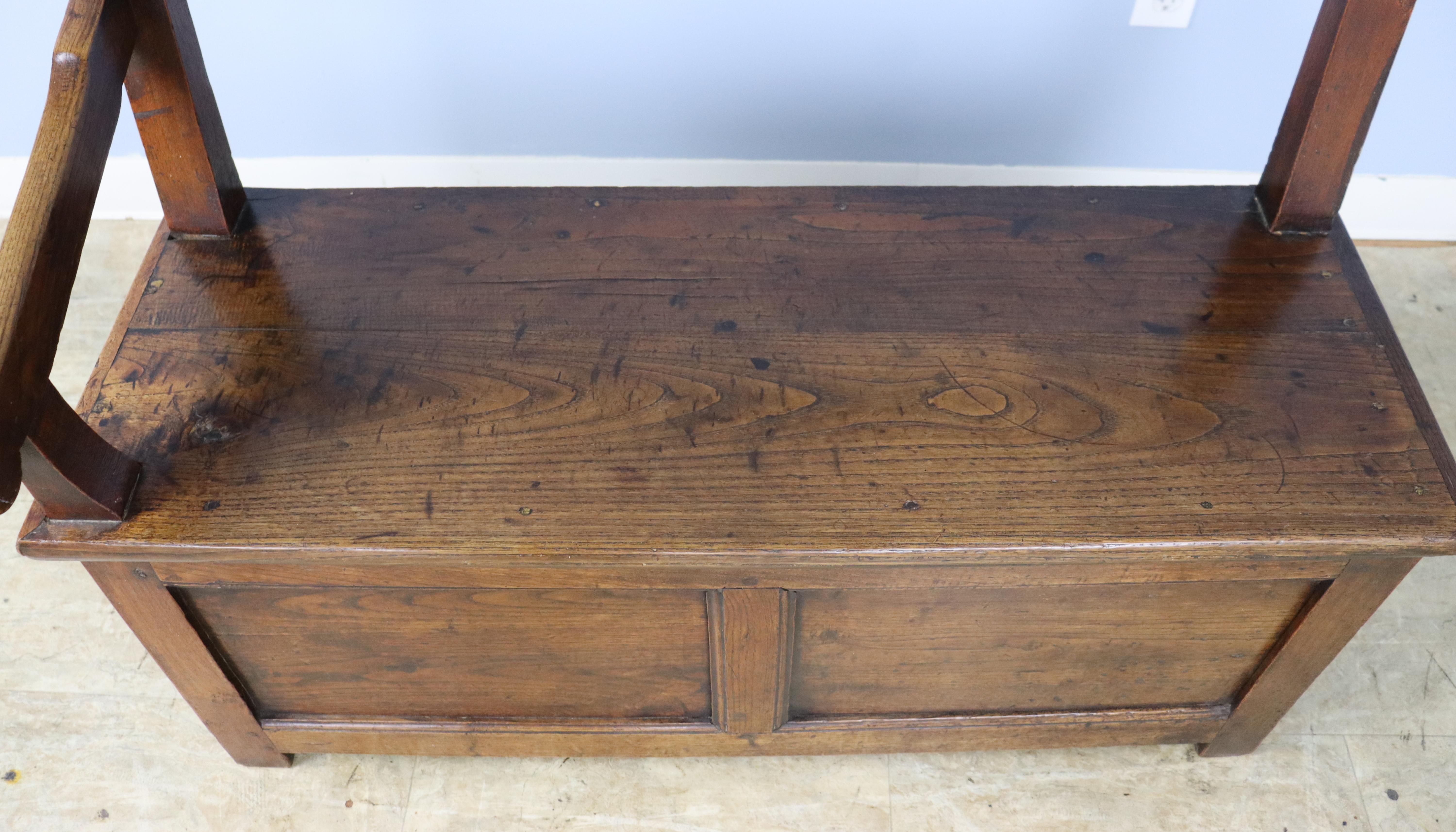 19th Century Fireside Bench in Chestnut, One Arm For Sale