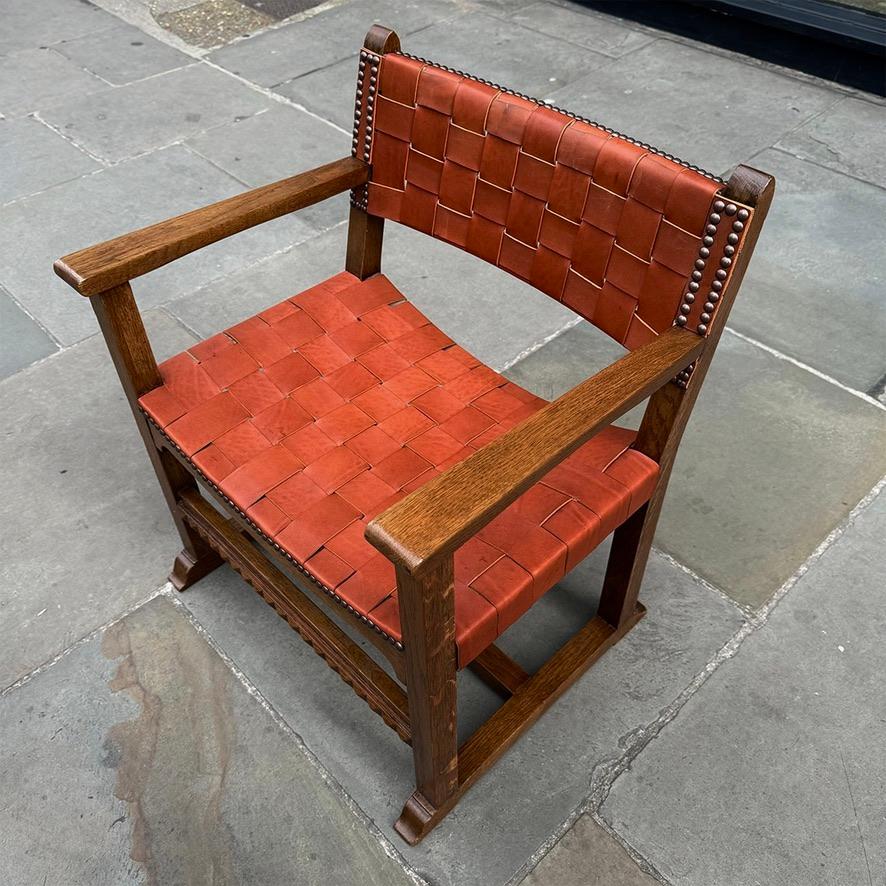 A fireside chair with woven leather designed by Adolf Loos and Heinrich Kulka and manufactured by Thonet in Austria during the early 1930s.

As one of the leading advocates of Modernism, the architect and designer Adolf Loos (1870-1933) designed
