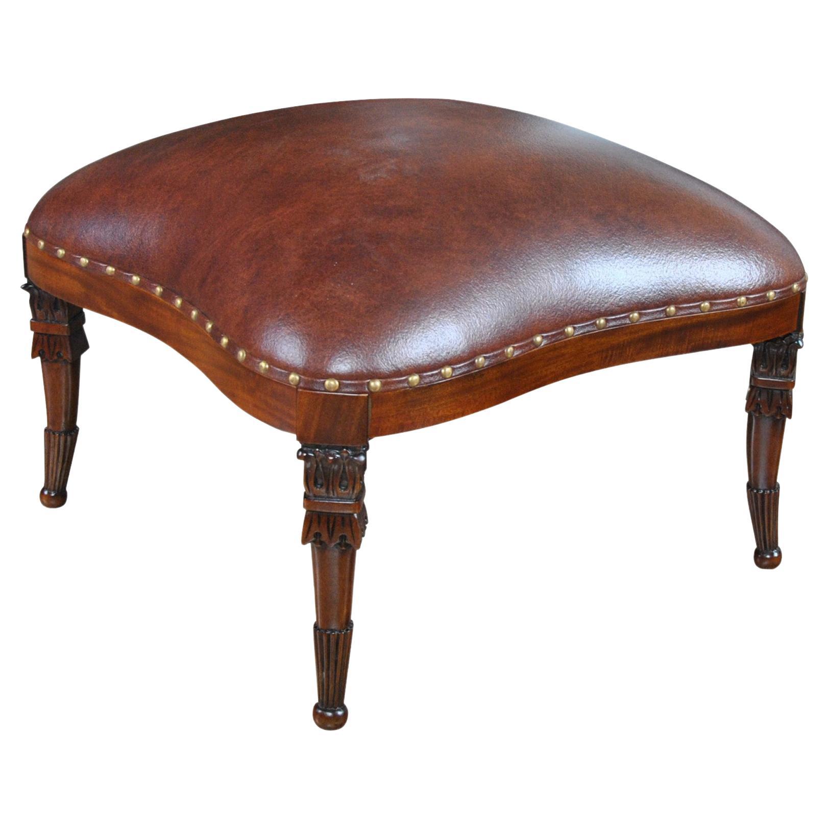 Fireside Chair Ottoman with Leather For Sale