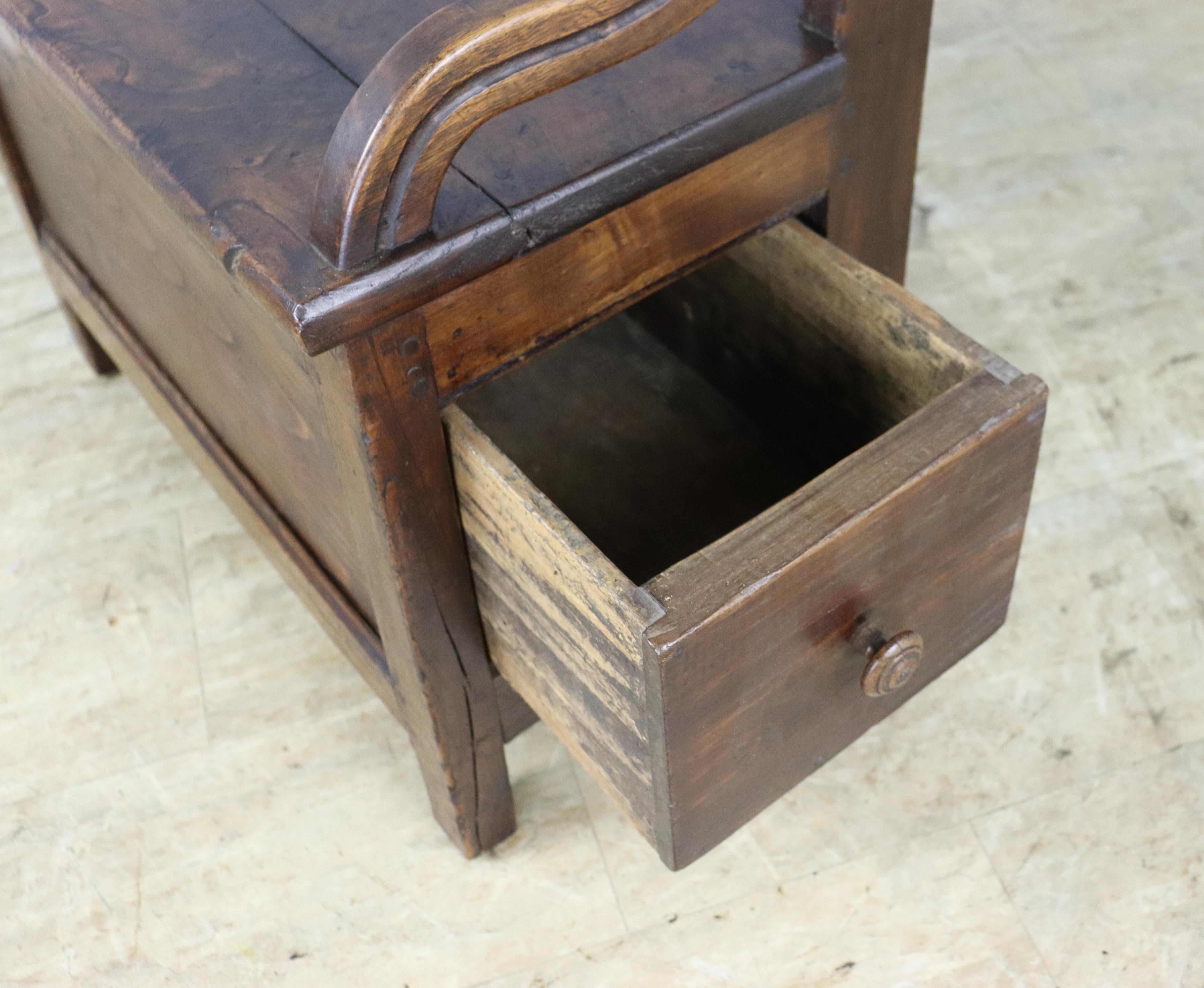 Fireside Seat with Side Drawer in Chestnut 3