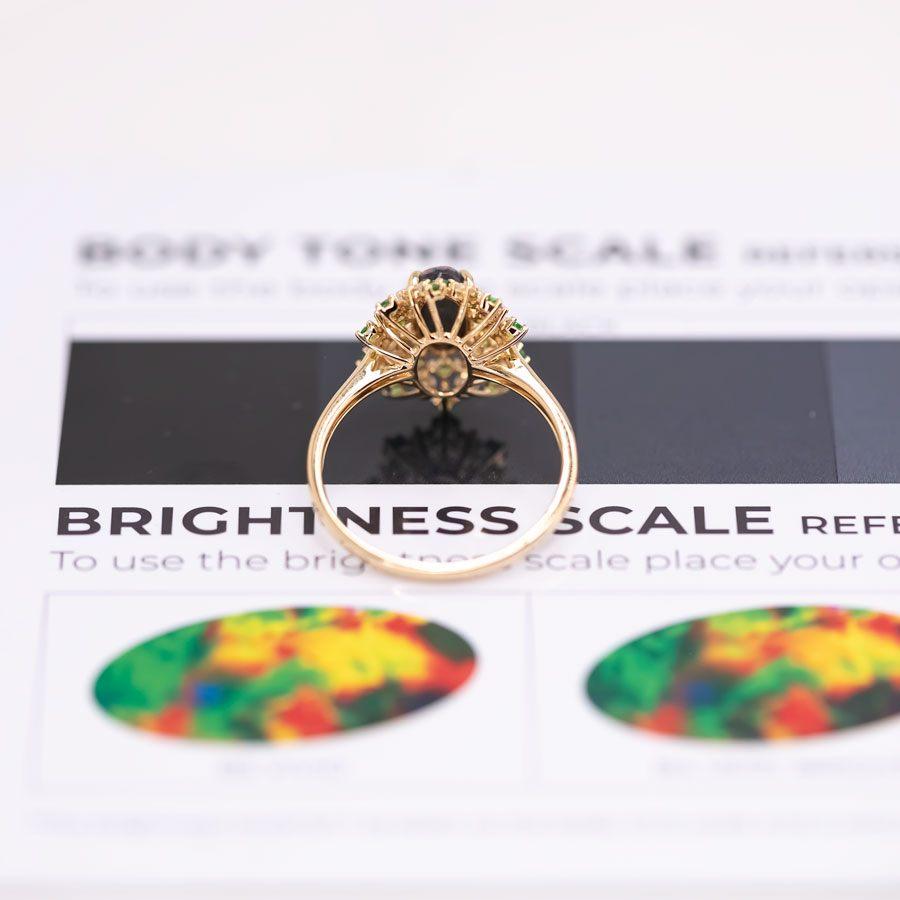 Fireworks - Black Opal & Diamond Engagement Ring 18K Yellow Gold 1