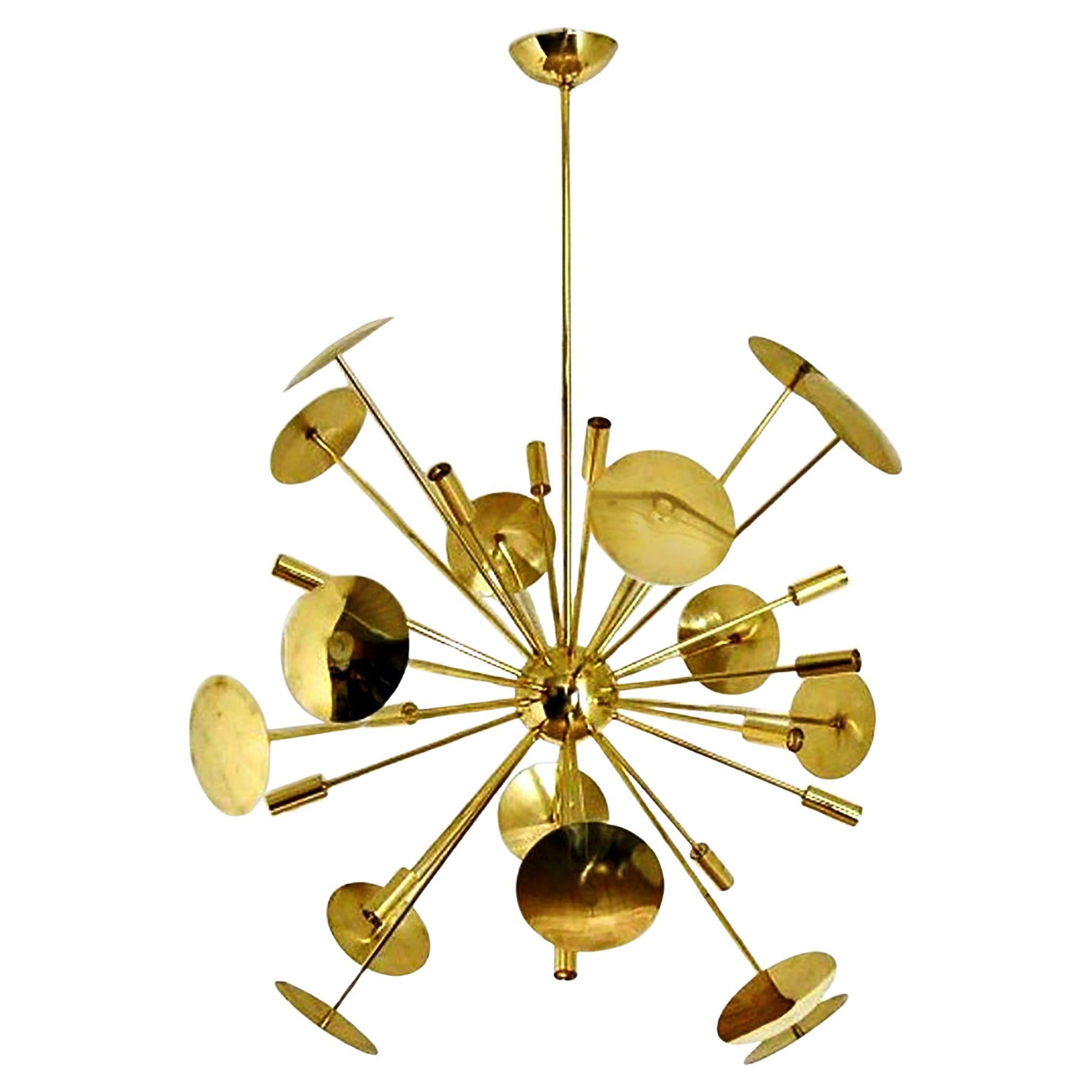 Fireworks Brass Italian Chandelier Sputnik 16 Lights For Sale