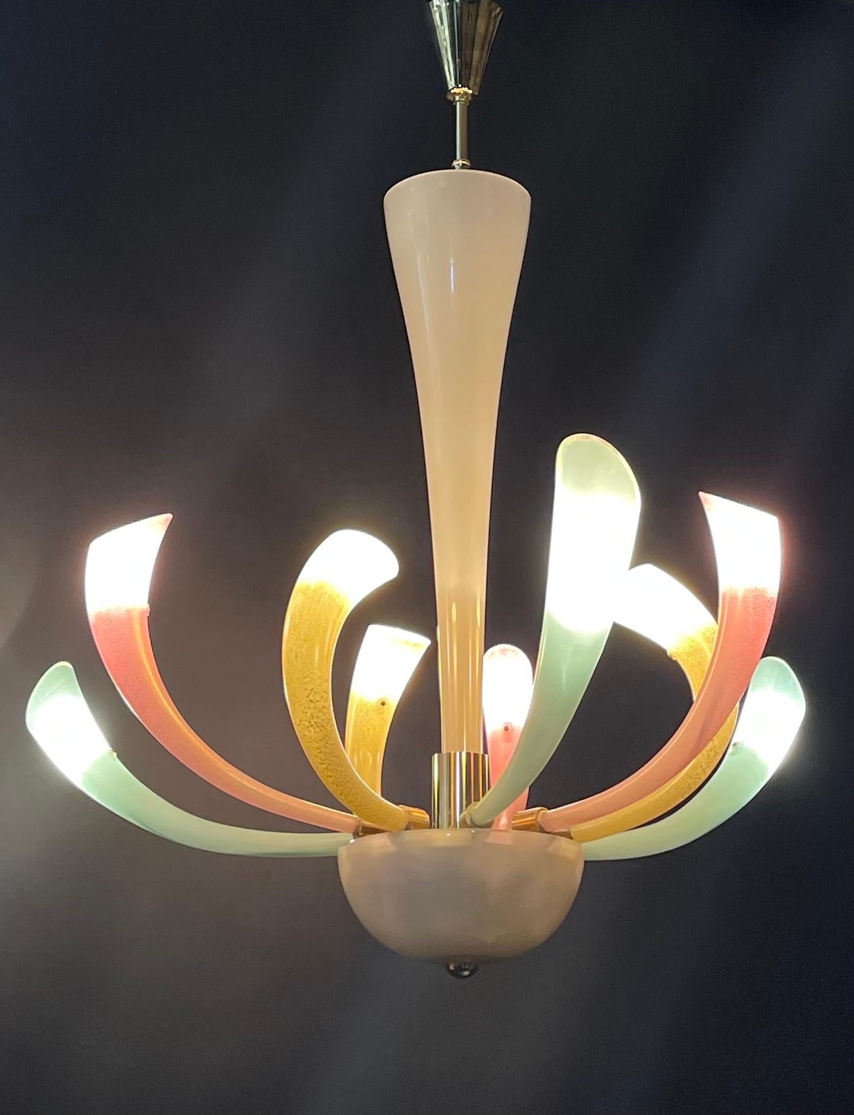Mid-Century Modern Fireworks Murano Glass Chandelier by Barovier & Toso, 1980s