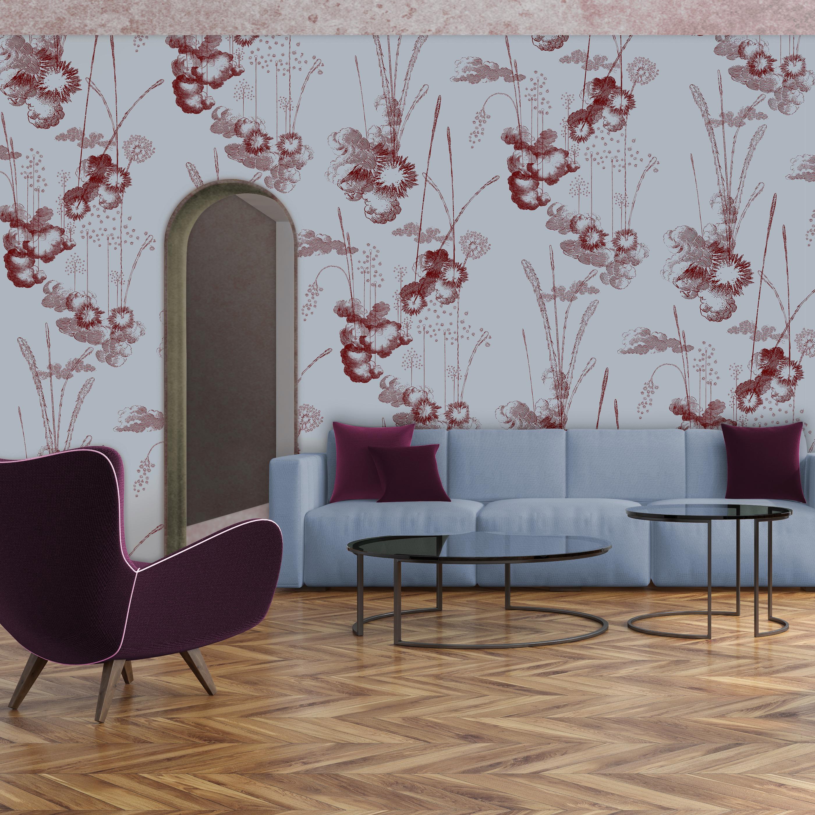 British Fireworks Wallpaper Burgundy on Grey background: Grand Final For Sale