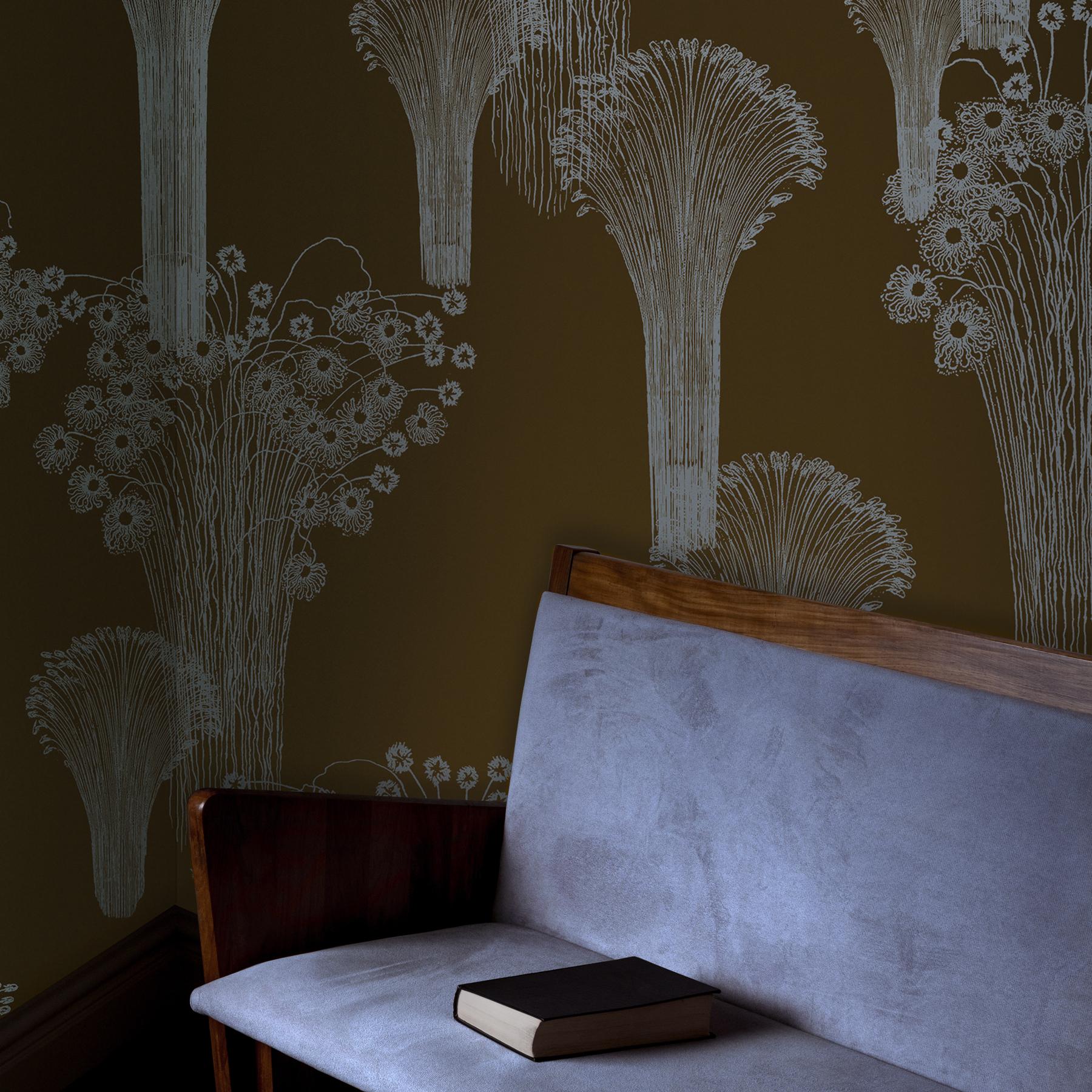 MINIMUM ORDER 4 ROLLS FOR A TOTAL OF 44 YARDS.

This pattern is printed on our exclusive Mica coated grounds, which lend an amazing shimmer to the wall.

This design is inspired by the depiction of fireworks in European illustrations from the 15th