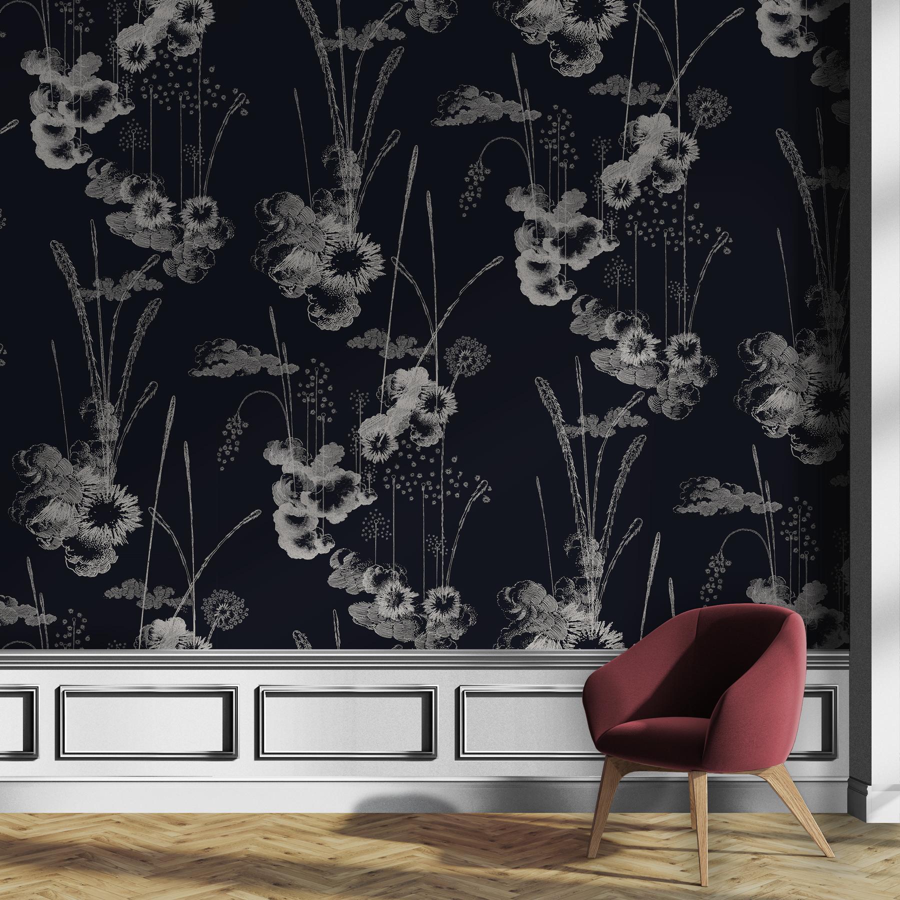 MINIMUM ORDER 4 ROLLS FOR A TOTAL OF 44 YARDS.

This design is inspired by the depiction of fireworks in European illustrations from the 15th to the 18th century. These illustrations were handed out before the firework displays that celebrated