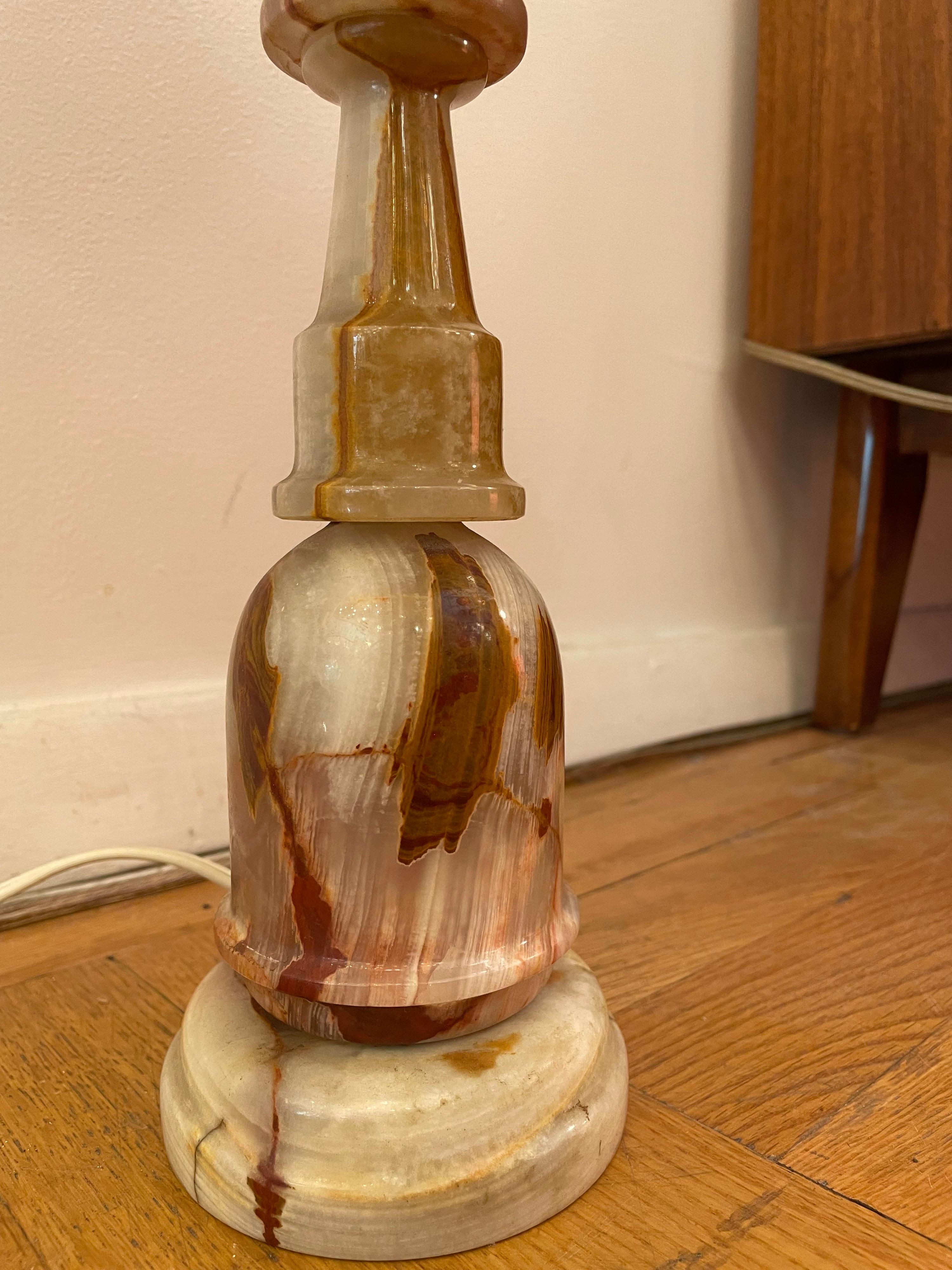 Neoclassical Revival Firey Red Onyx Lamp For Sale