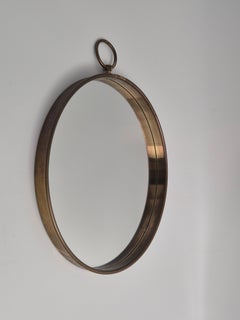 Firma Svenskt Tenn, Mirror with Brass Frame, Pocketwatch Shaped, Swedish Modern