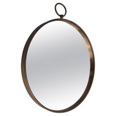 Firma Svenskt Tenn, Mirror with Brass Frame, Pocketwatch Shaped, Swedish Modern Firma Svenskt Tenn, Mirror with Brass Frame, Pocketwatch Shaped, Swedish Modern
