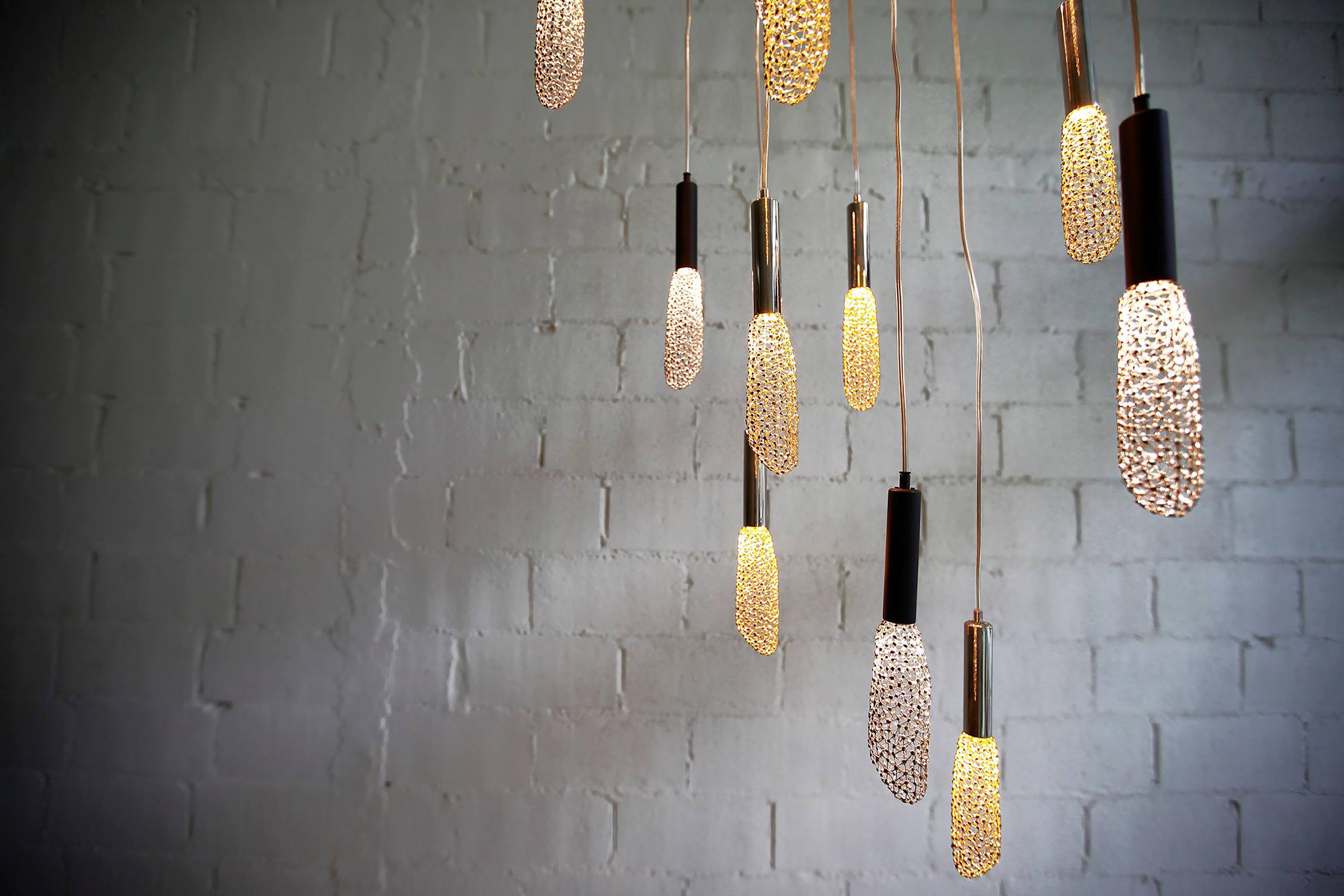 Steel Firmament-1 'Gold' by Ango, Handcrafted Chandelier for 21st Century For Sale