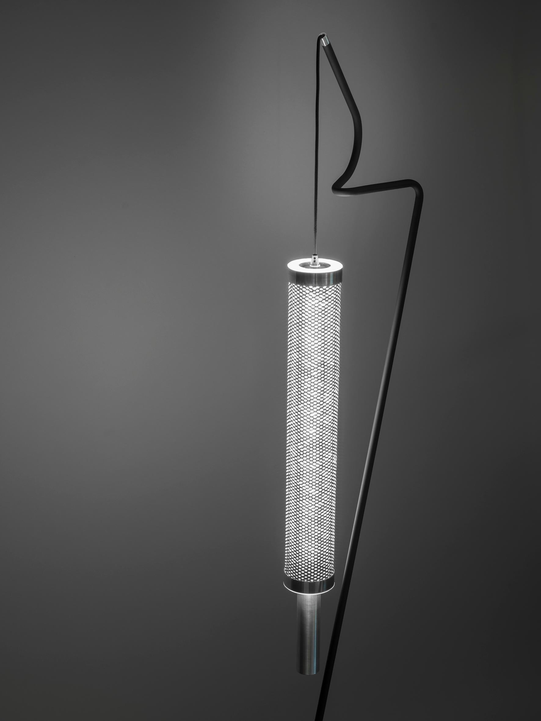 Please note that VAT is not included in the price.

Floor lamp with double switching. Two different lights can be obtained: widespread through the shade or indirect through the upper diameter of the lamp shade. With its supporting rod, lampshade