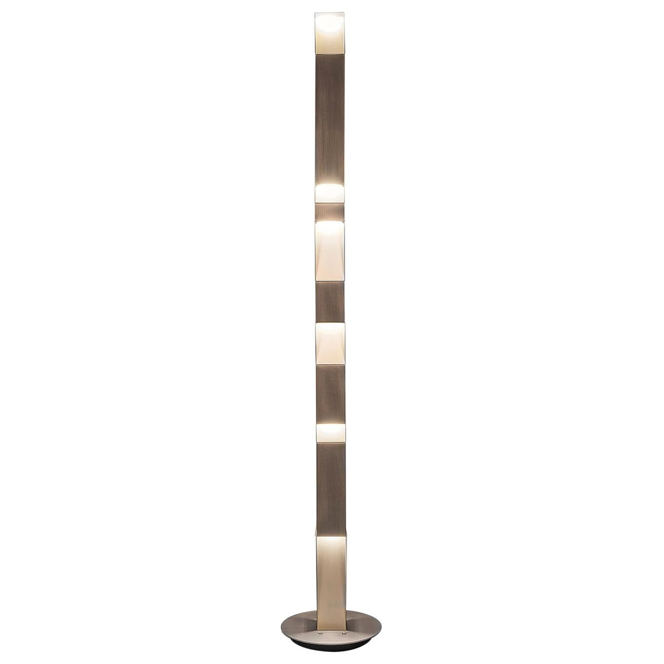 Firmamento Milano Brass and Bronze Stick Floor Lamp by Cino Zucchi For Sale