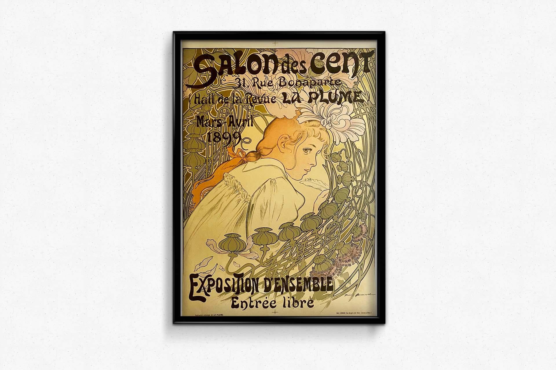  1899 Original Art Nouveau poster by Firmin Bouisset for the Salon des cent For Sale 1