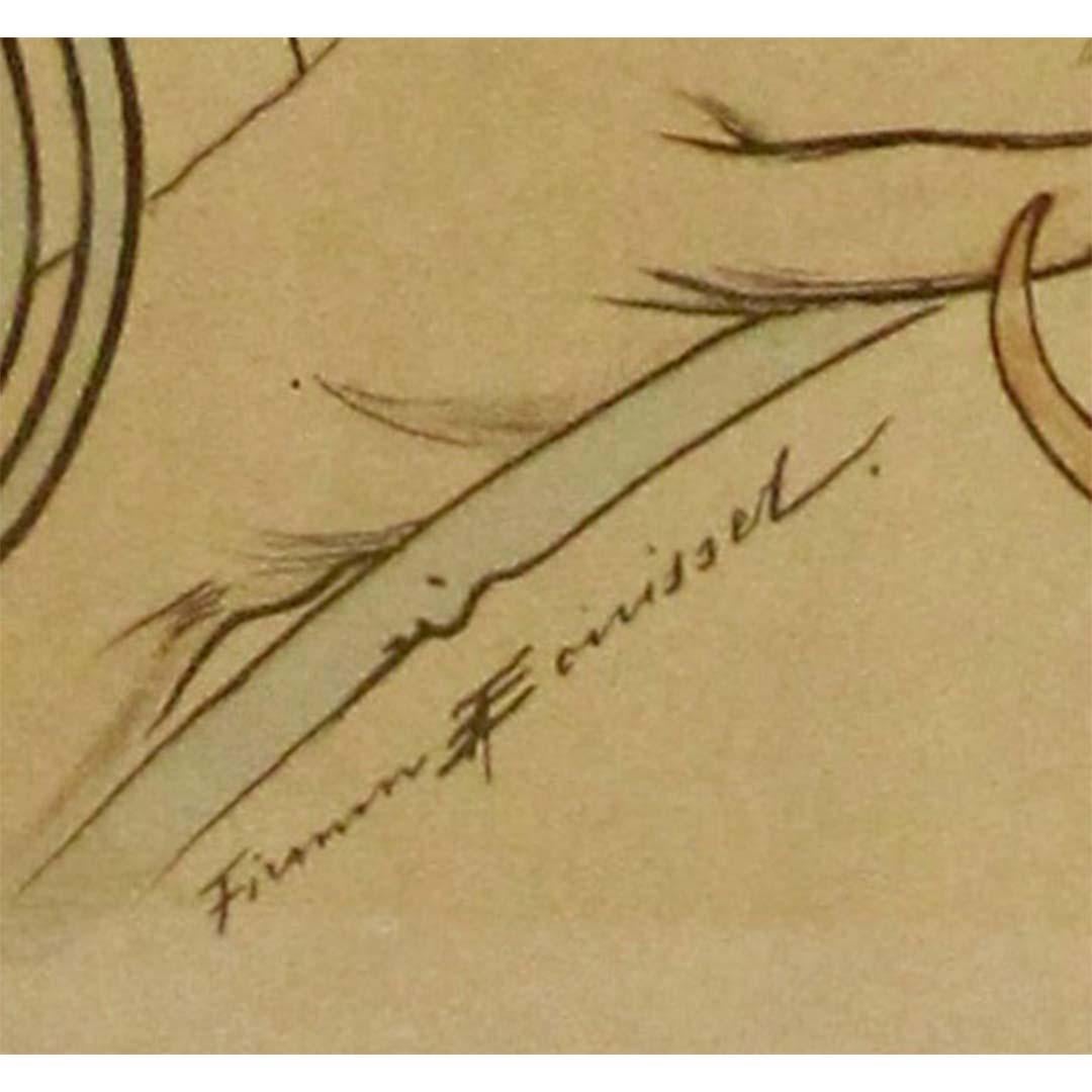 Circa 1900 original poster Jeune fille à la tresse dans un décor de feuillage For Sale 1