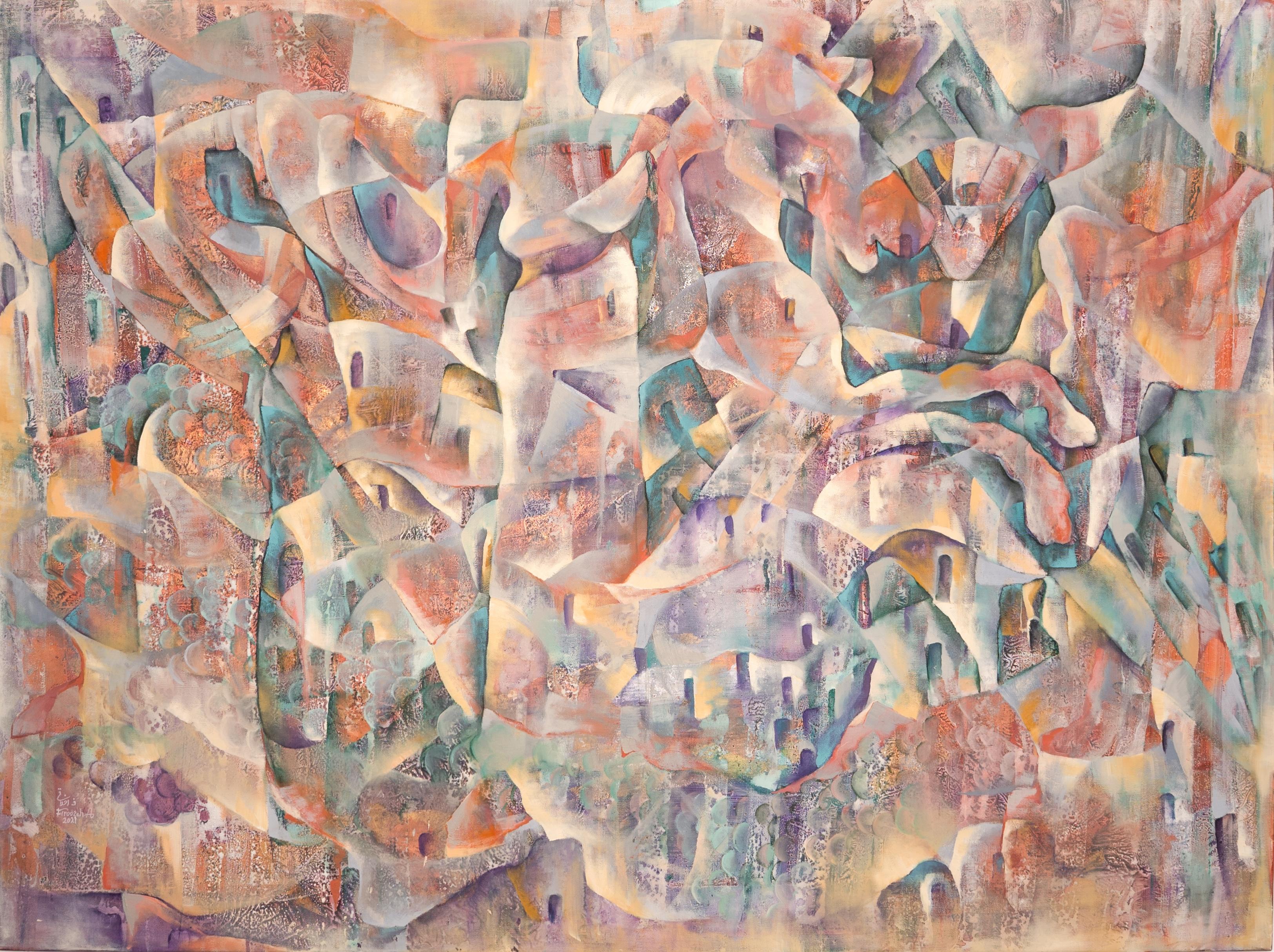 „Creation“, Öl und Acryl auf Leinwand, zeitgenössische iranische Malerei