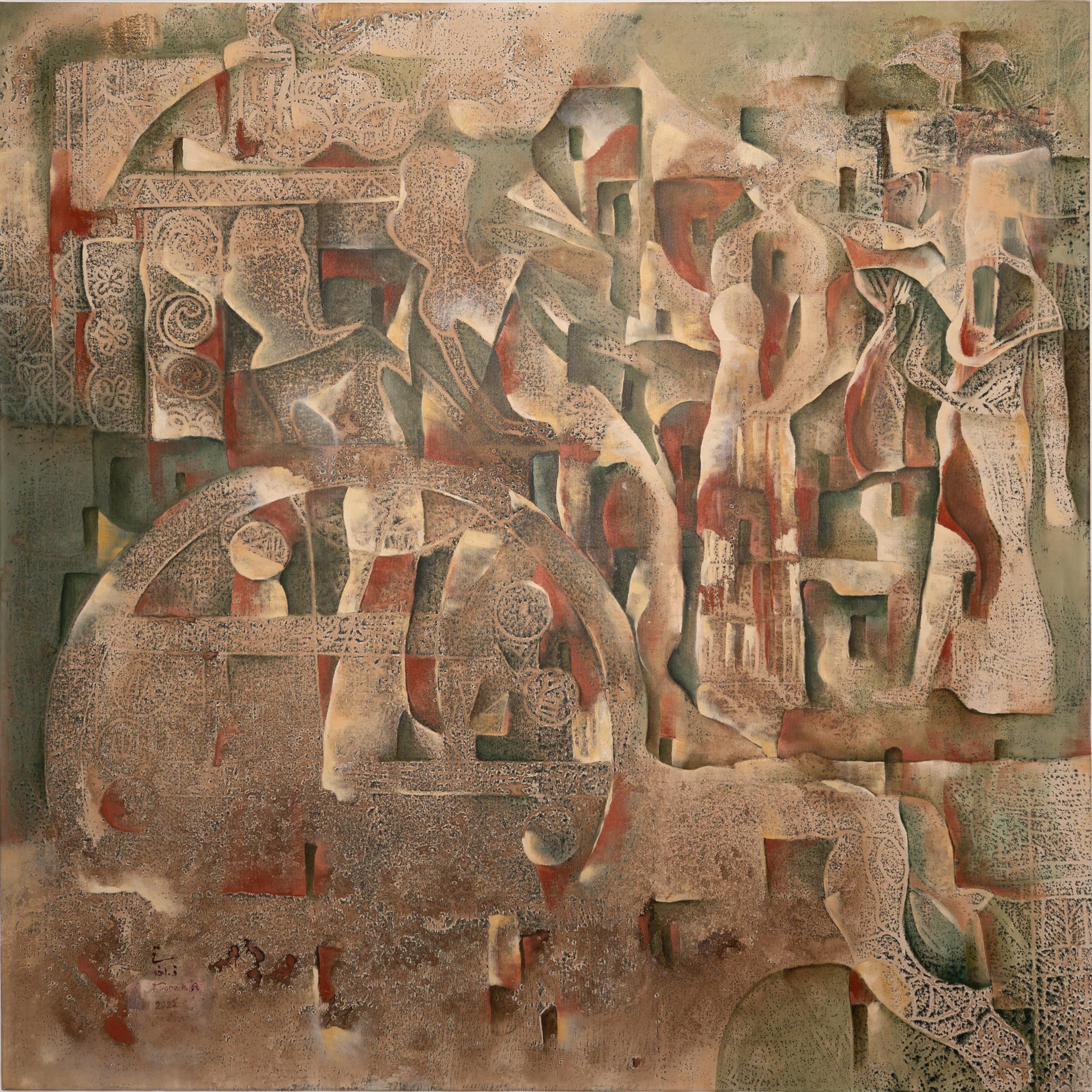 Firoozeh Akhlaghi Abstract Painting – „Der Tanz der Freude und des Lebens“, Öl und Acryl auf Leinwand, zeitgenössische iranische Kunst