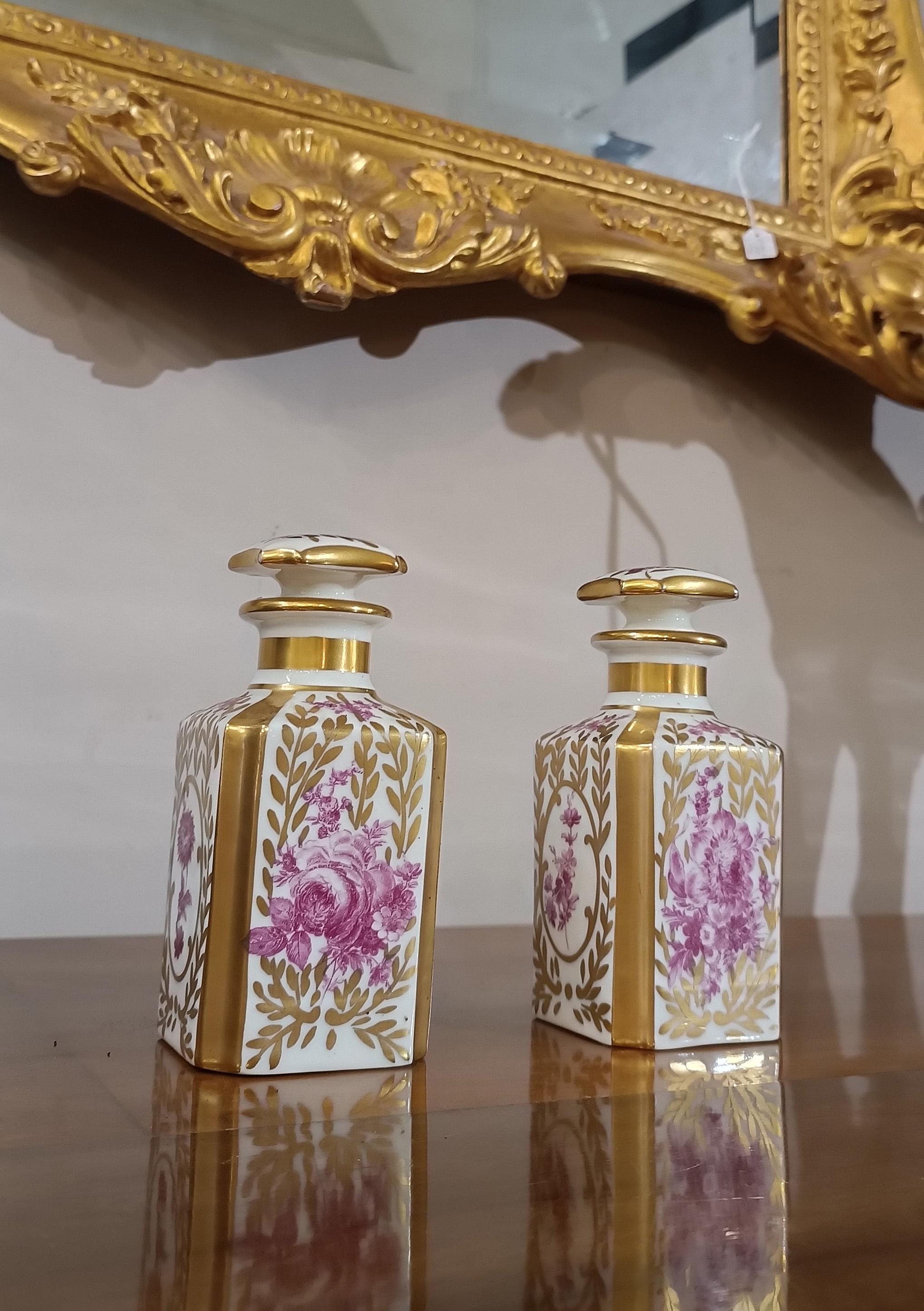 French FIRST 19th CENTURY PAIR OF SMALL PORCELAIN BOTTLES For Sale