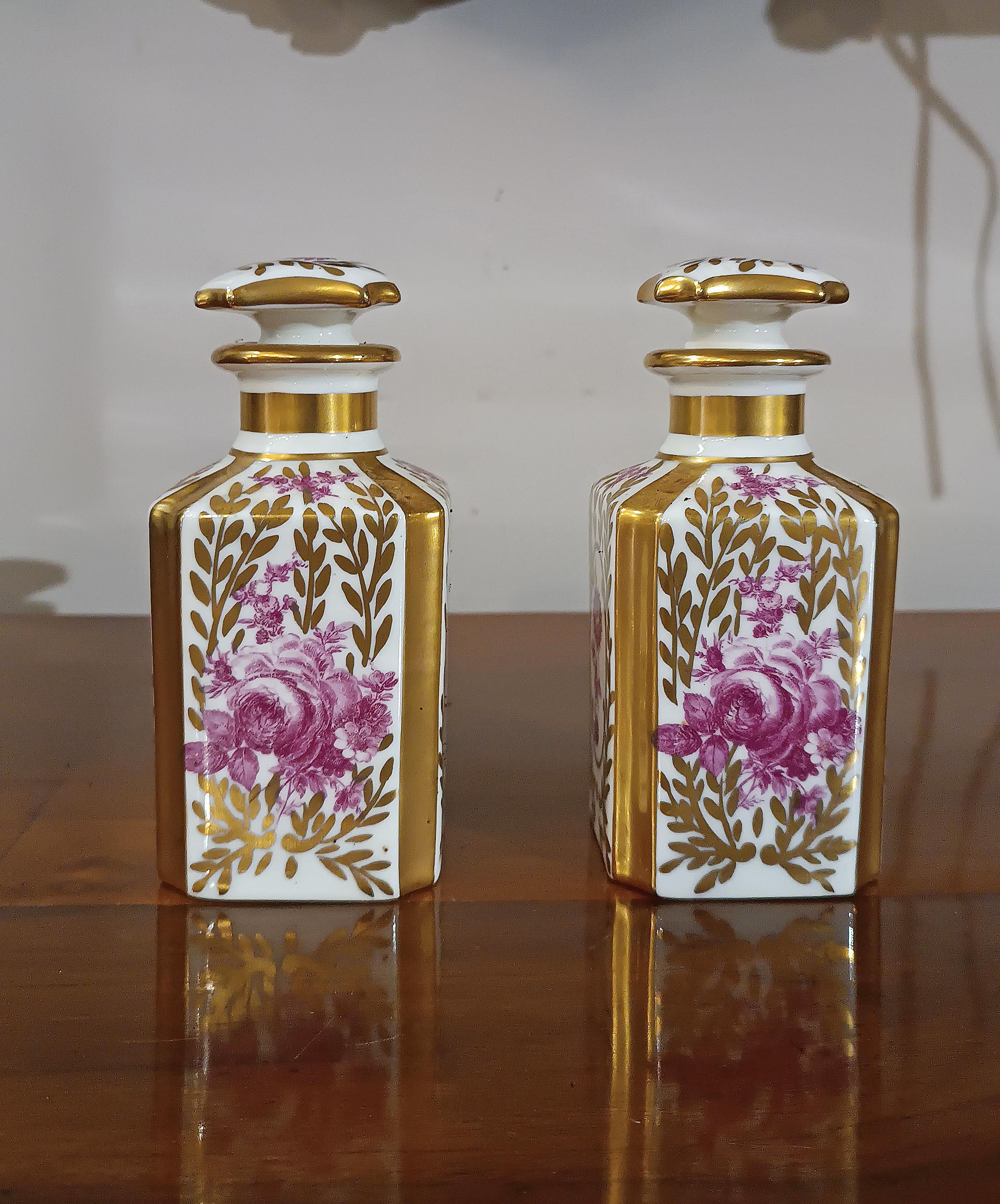 Gilt FIRST 19th CENTURY PAIR OF SMALL PORCELAIN BOTTLES For Sale