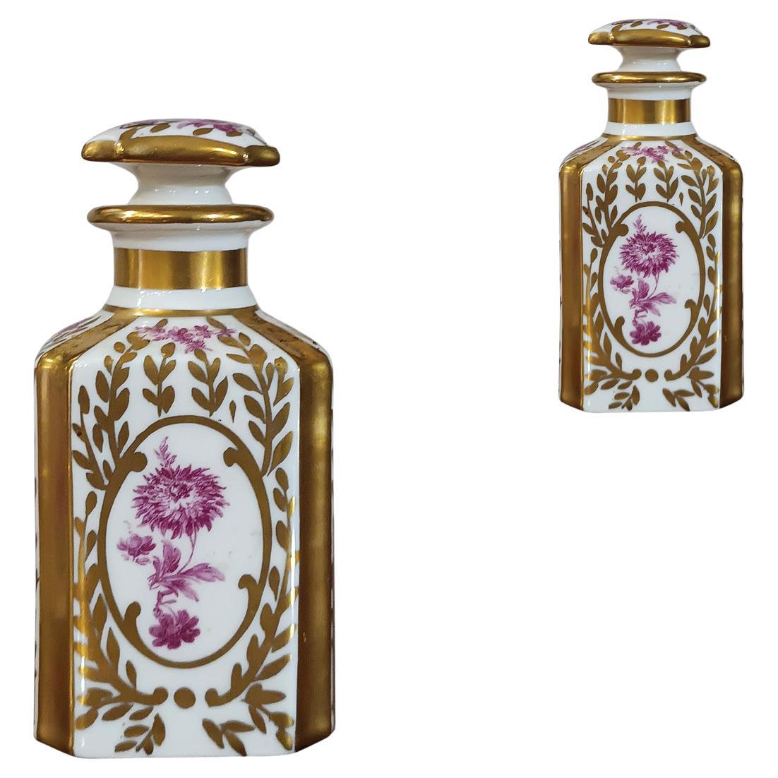 FIRST 19th CENTURY PAIR OF SMALL PORCELAIN BOTTLES