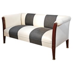 FIRST 19th CENTURY WALNUT AND LINEN SOFA