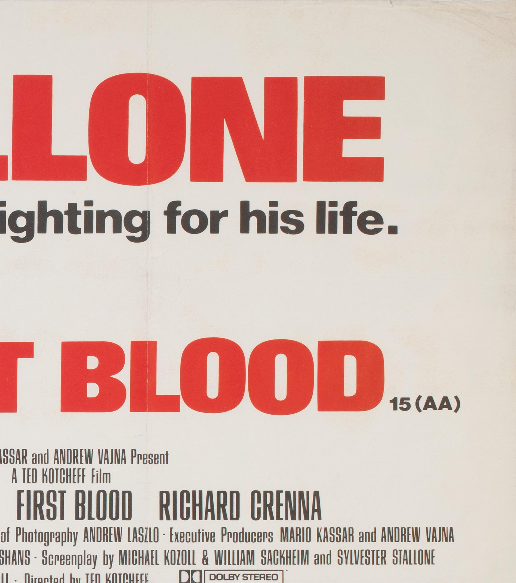 20th Century FIRST BLOOD 1982 UK Quad Film Movie Poster For Sale