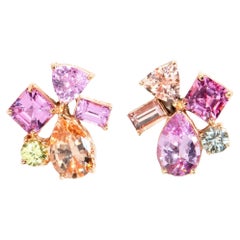 "First Blush" 1.67 Carat Ceylon Sapphire Stud Style Earrings 18 Carat Rose Gold