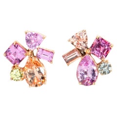 "First Blush" 1.67 Carat Ceylon Sapphire Stud Style Earrings 18 Carat Rose Gold