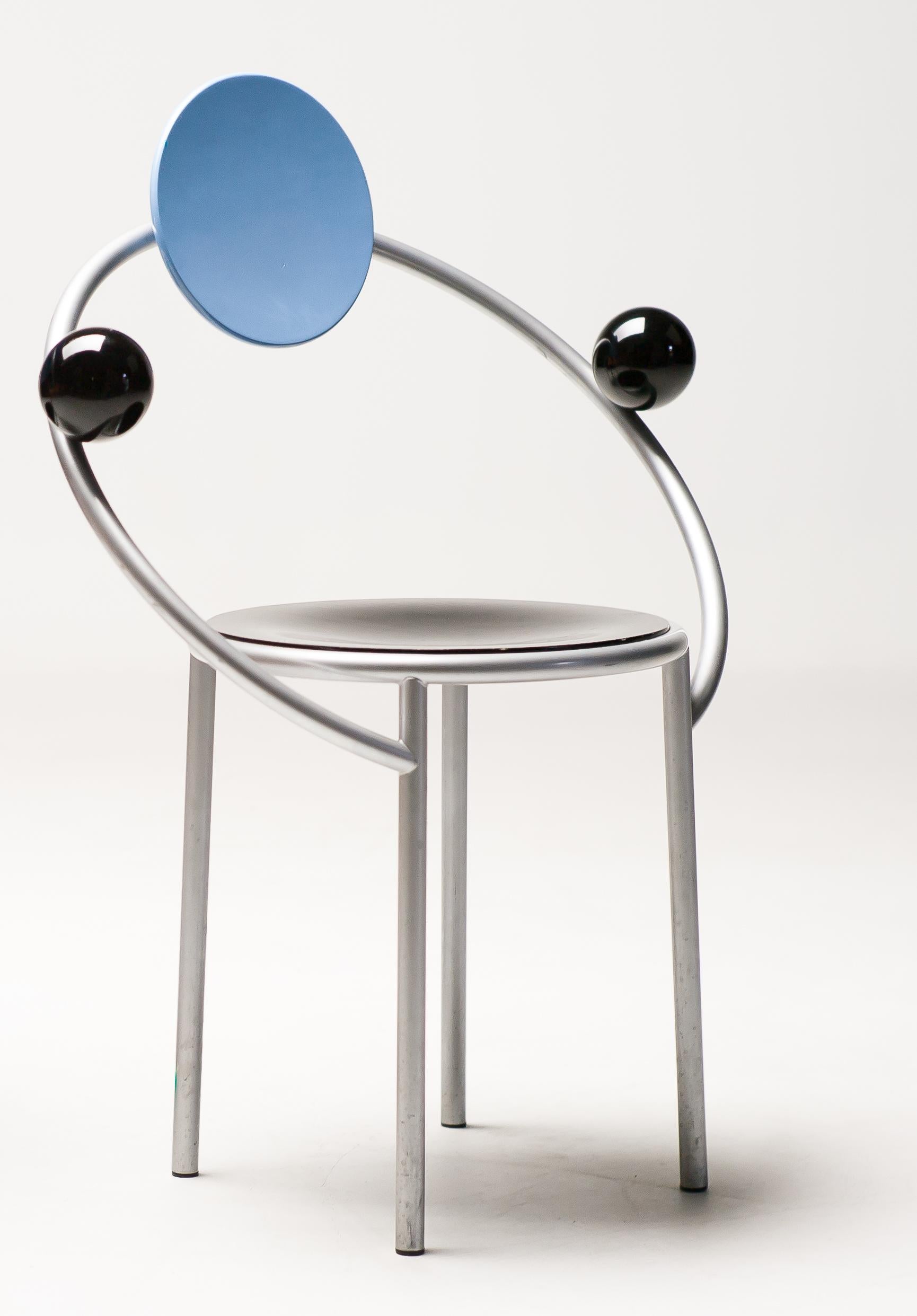 First chair by Michele De Lucchi for Memphis Milano, 1983.
Marked with stamp underneath the seat.