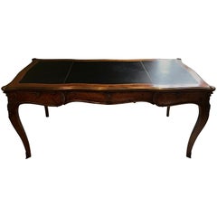 Superb Louis XV Style Kingwood Veneer and Brass Mounted Bureau Plat Desk