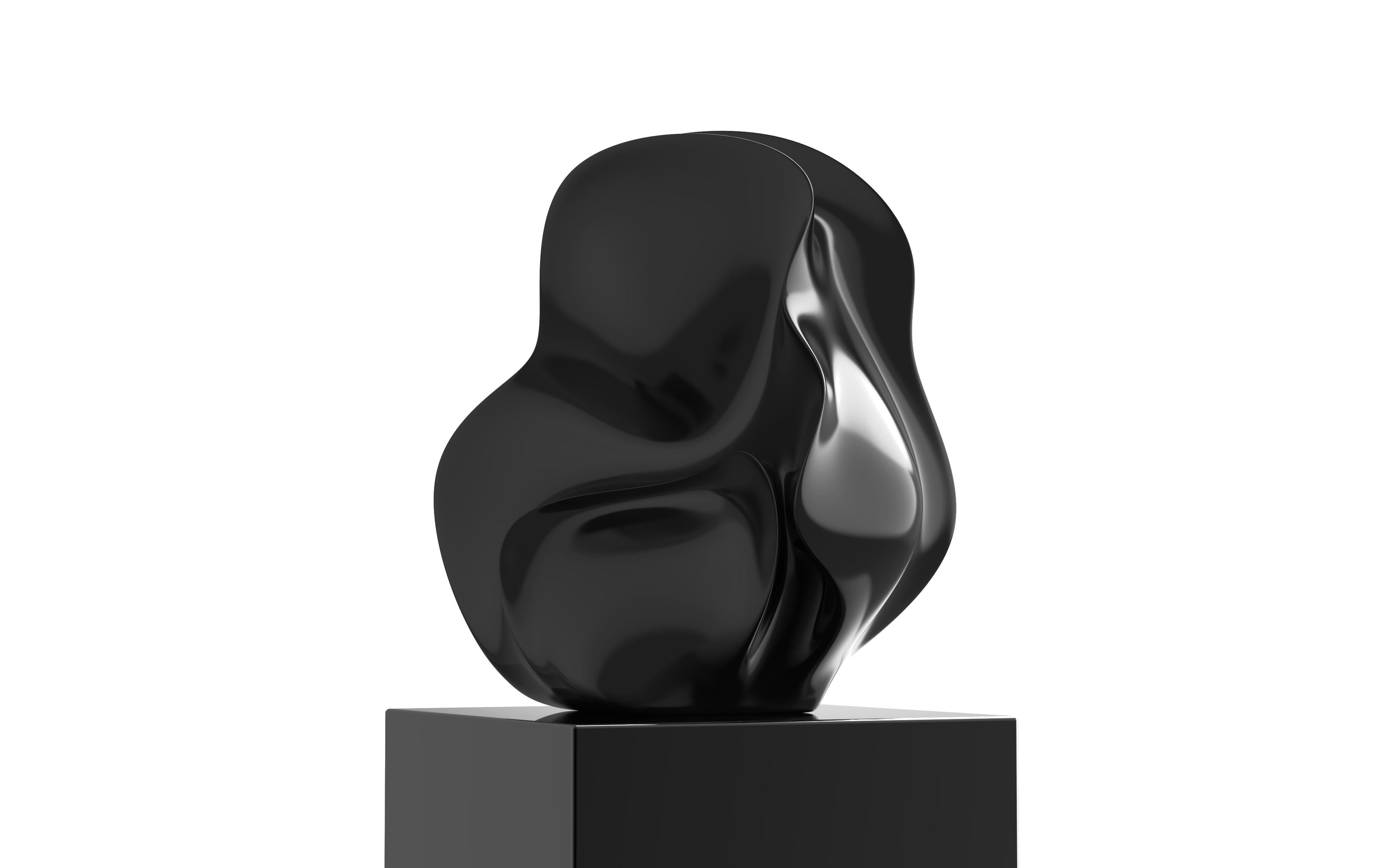 Hand-Painted First Edition 1/5 Organic Sculpture in Black Lacquer by Mattice Boets For Sale