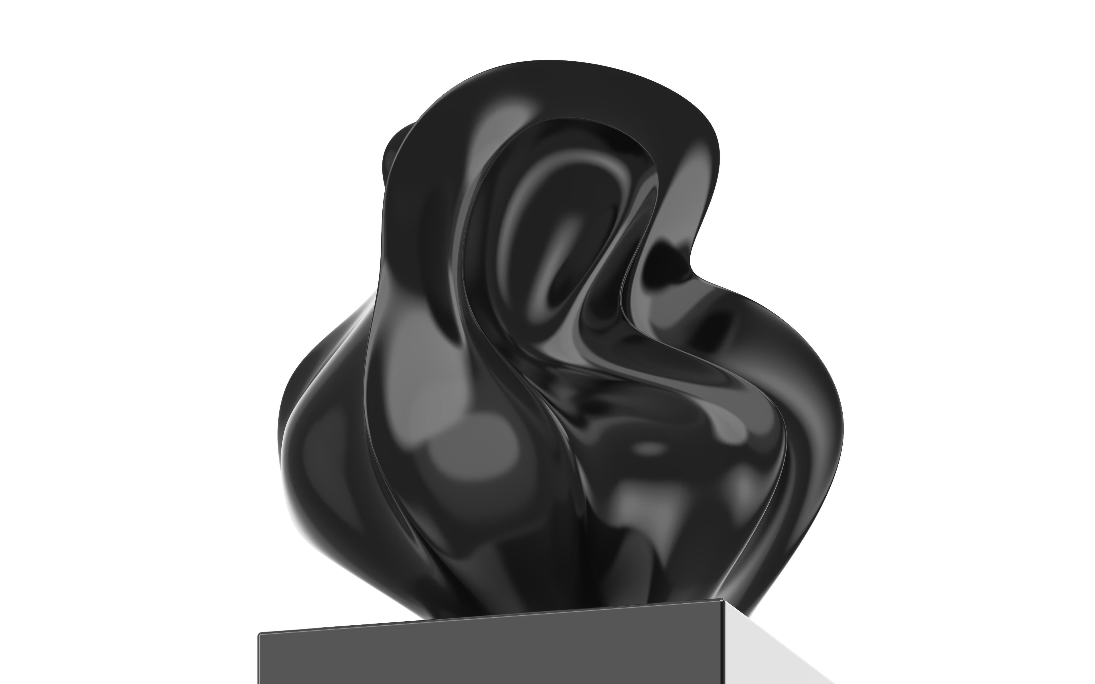 First Edition 1/5 Organic Sculpture in Black Lacquer by Mattice Boets In New Condition For Sale In Heusden-Zolder, BE