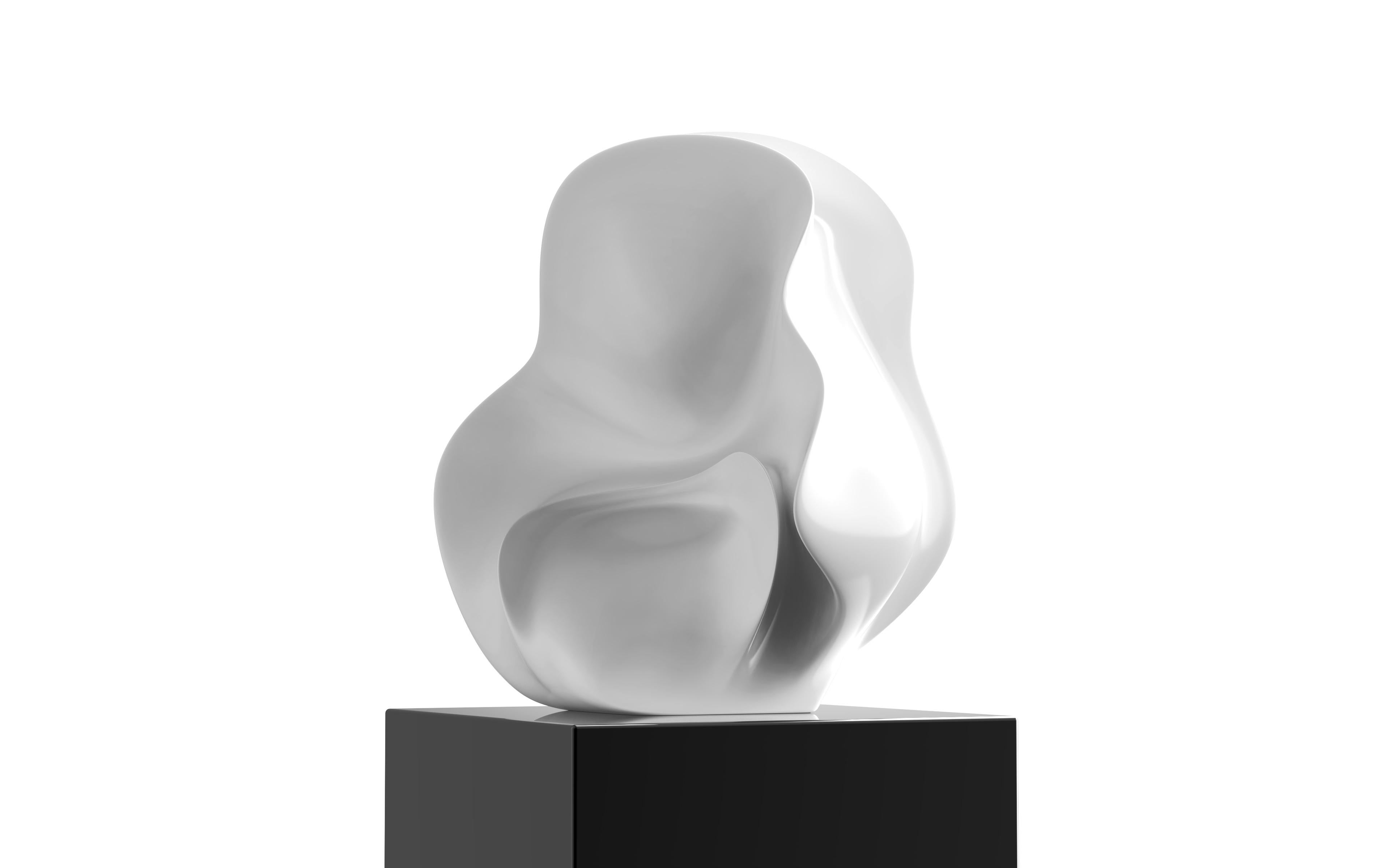 Hand-Painted First Edition 1/5 Organic Sculpture in White Lacquer by Mattice Boets For Sale