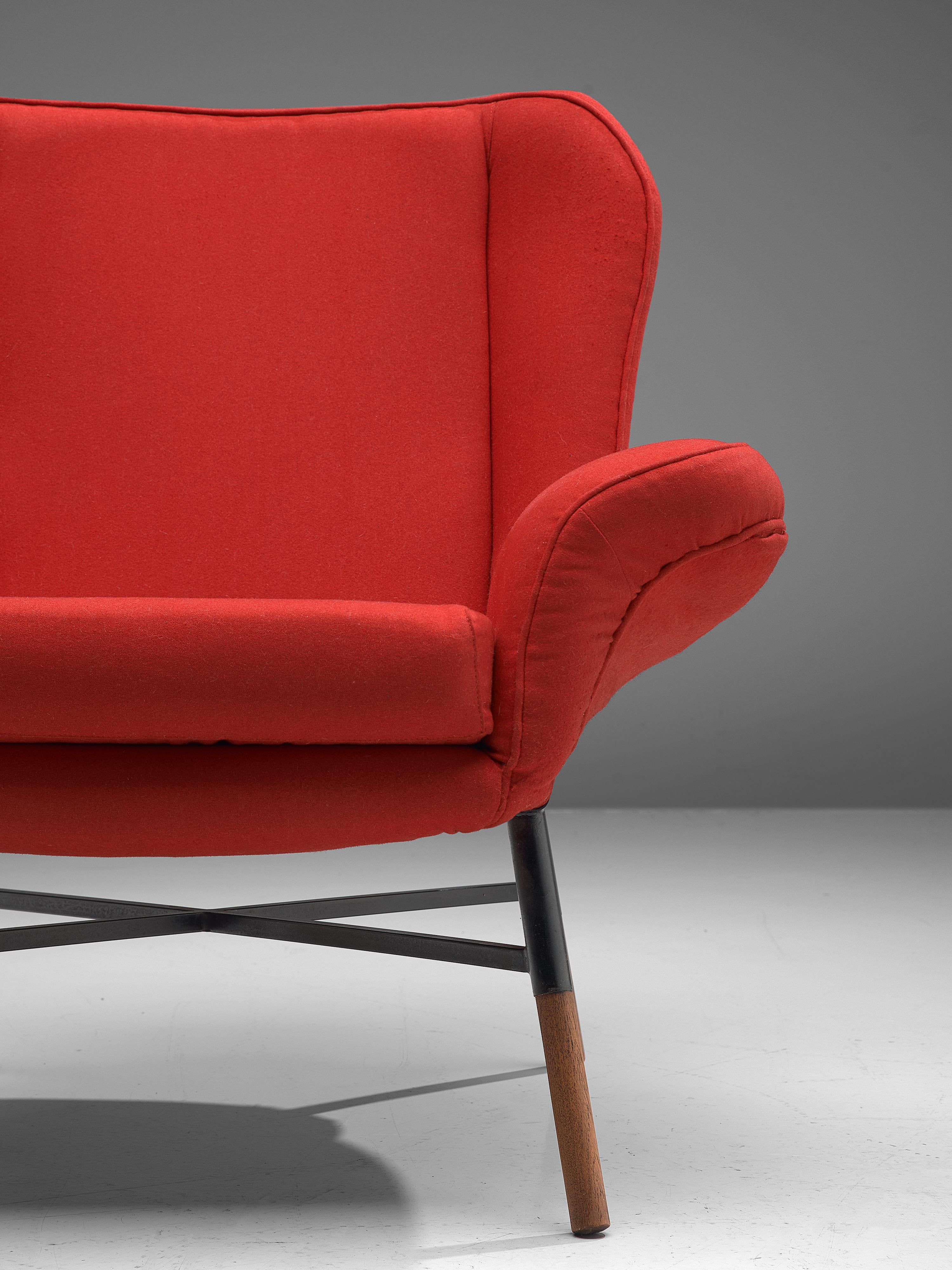 Mid-Century Modern First Edition BBPR 'Giulietta' Lounge Chair in Red Upholstery