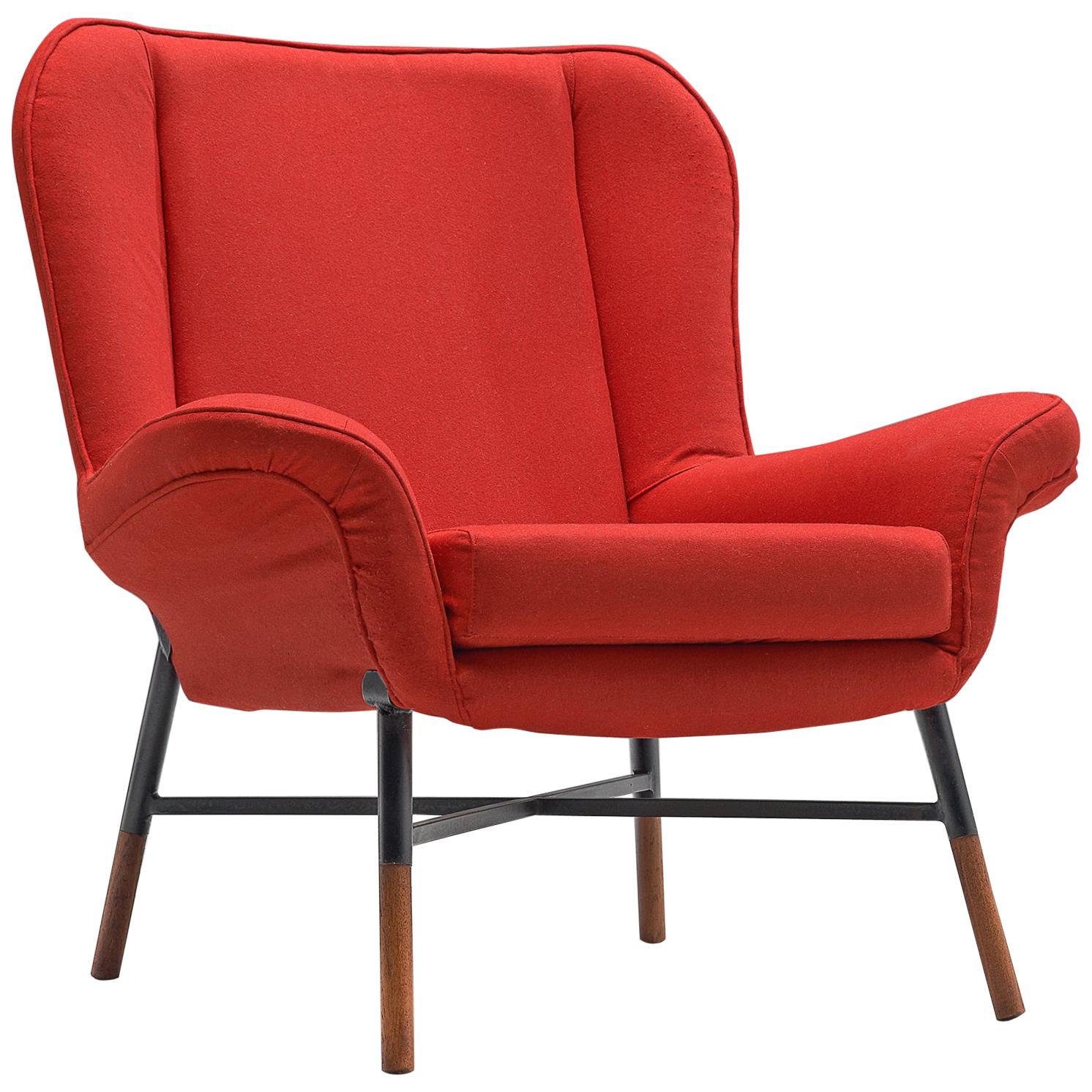 First Edition BBPR 'Giulietta' Lounge Chair in Red Upholstery