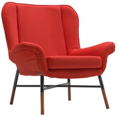 First Edition BBPR 'Giulietta' Lounge Chair in Red Upholstery