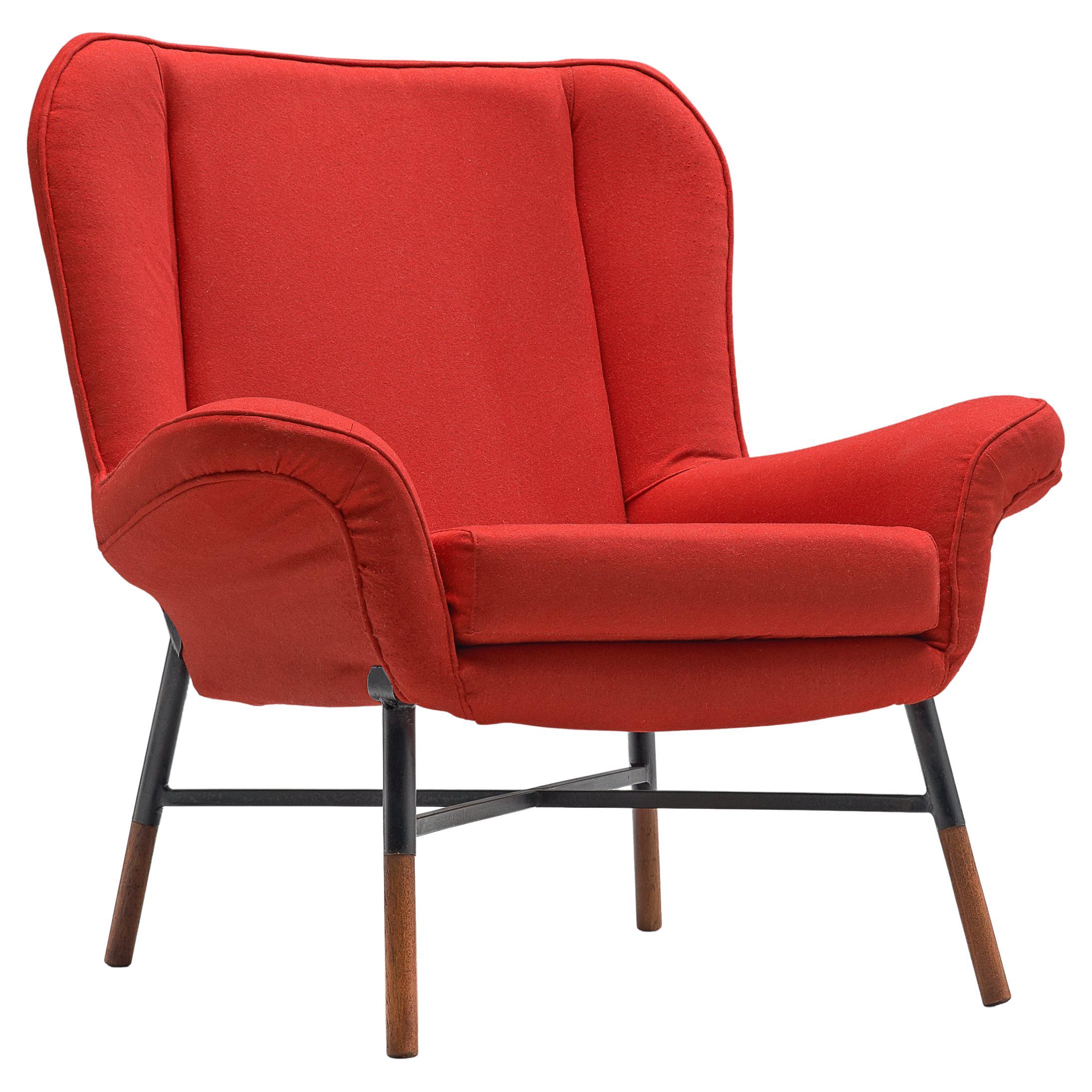 First Edition BBPR 'Giulietta' Lounge Chair in Red Upholstery