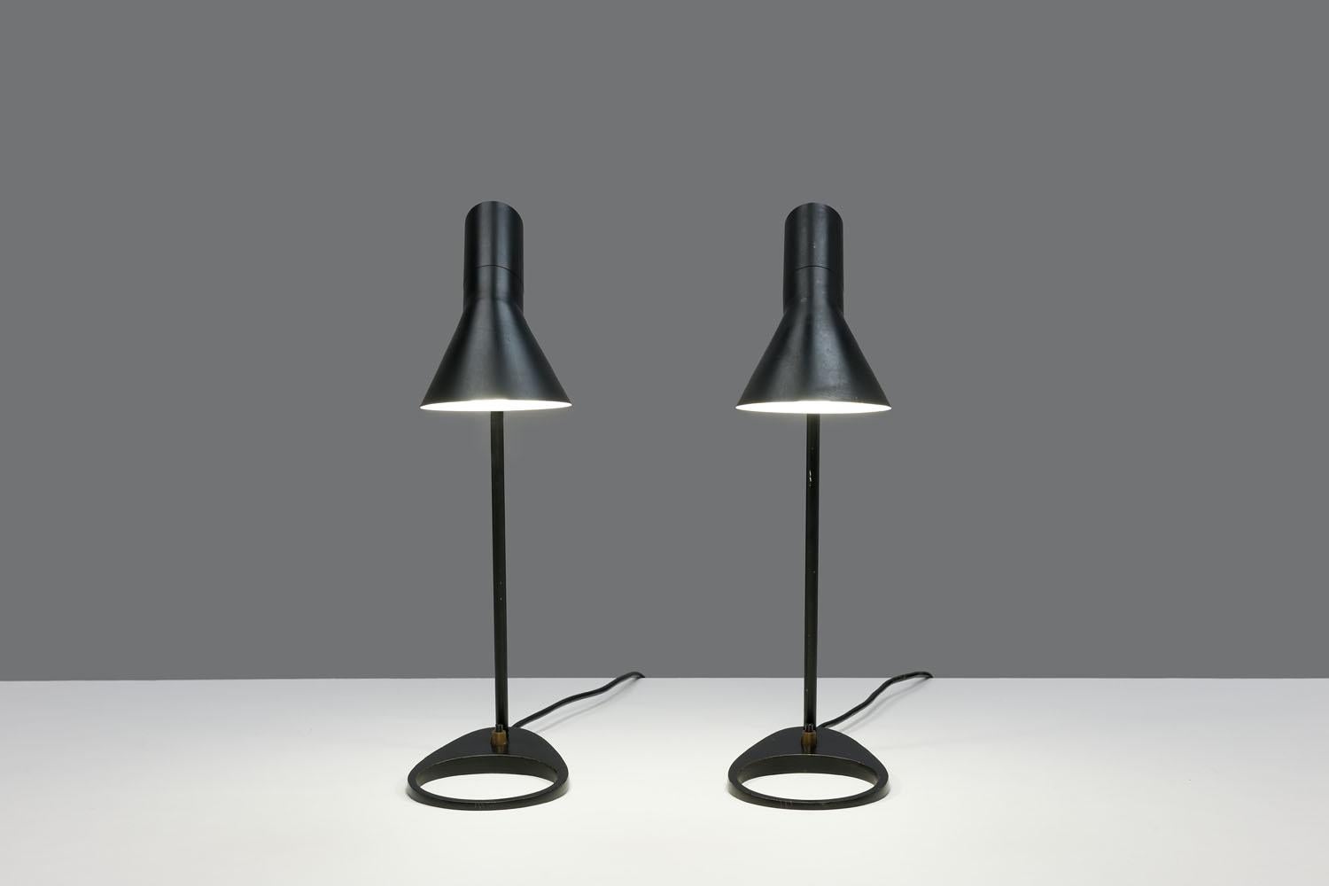 Danish Early First Edition Black Arne Jacobsen AJ Visor Table Lamp by Louis Poulsen For Sale