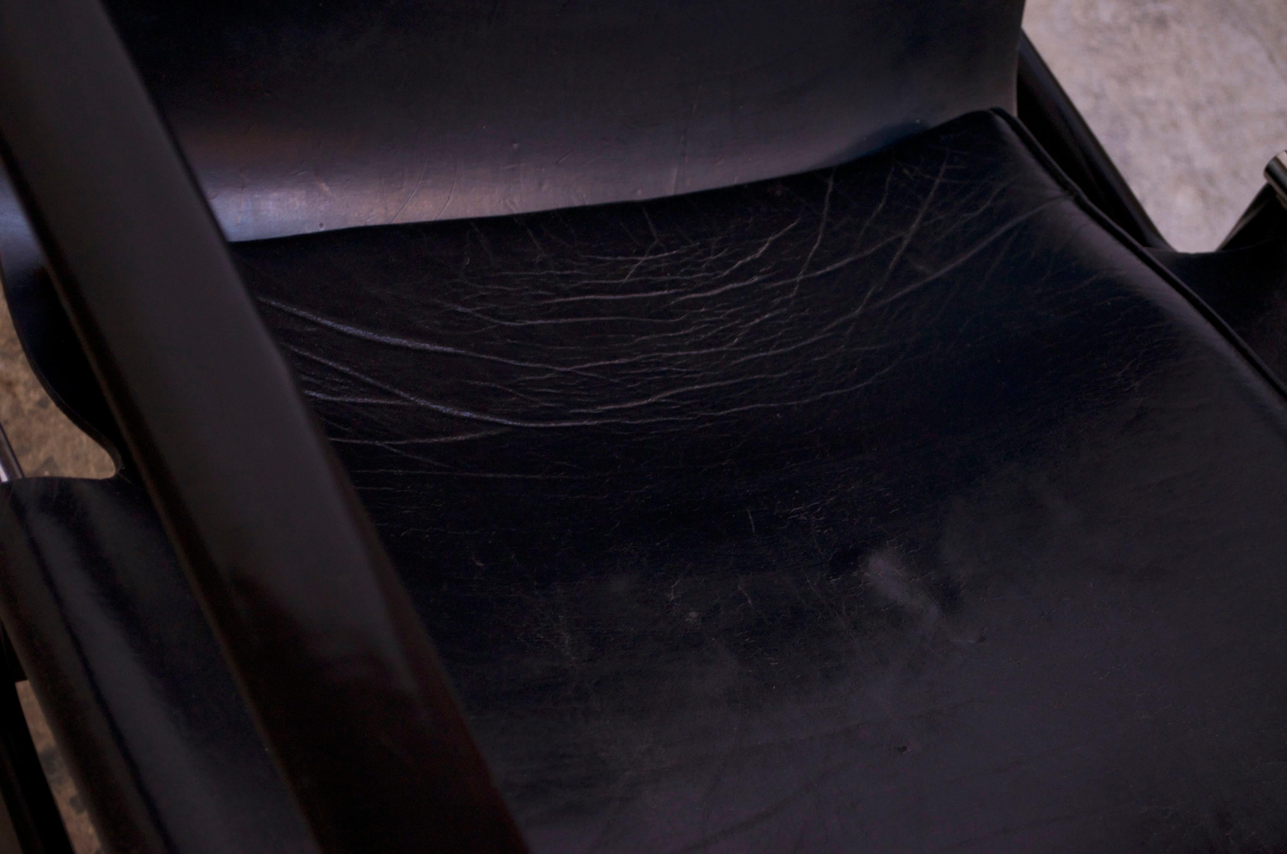 First Edition Charles Pollack for Knoll 657 'Sling Chair' in Black Leather 2