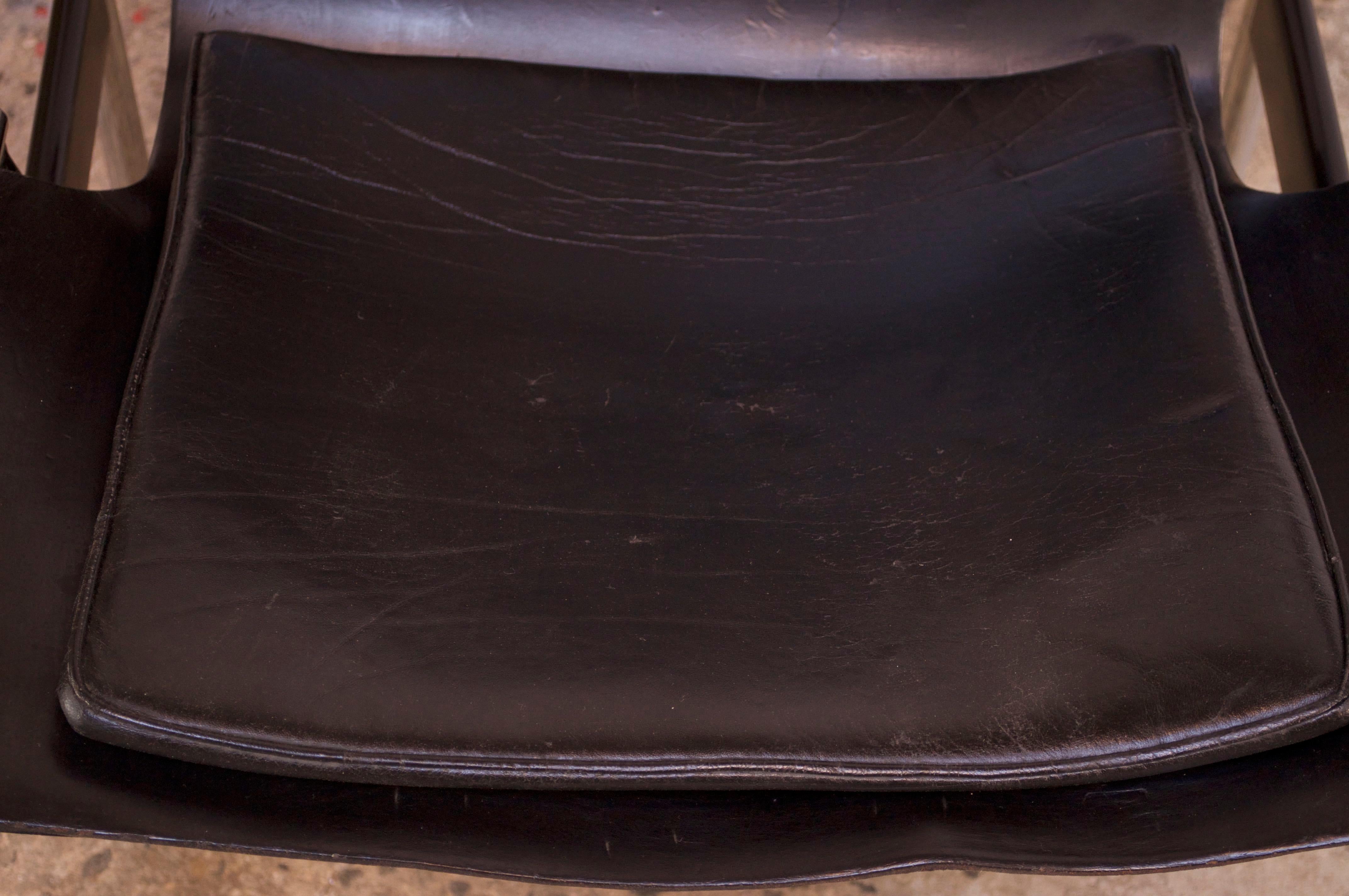 First Edition Charles Pollack for Knoll 657 'Sling Chair' in Black Leather 3