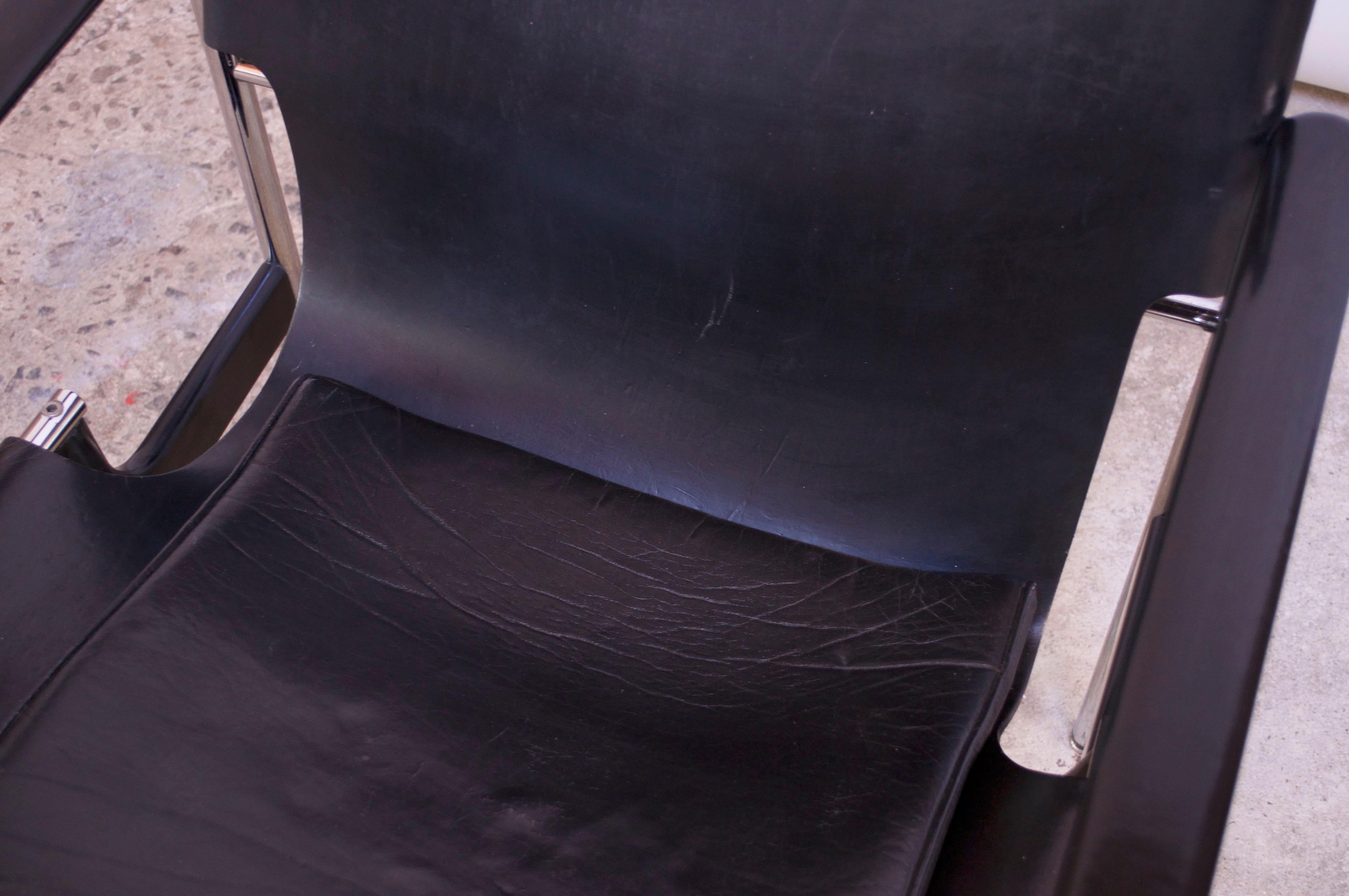First Edition Charles Pollack for Knoll 657 'Sling Chair' in Black Leather 4