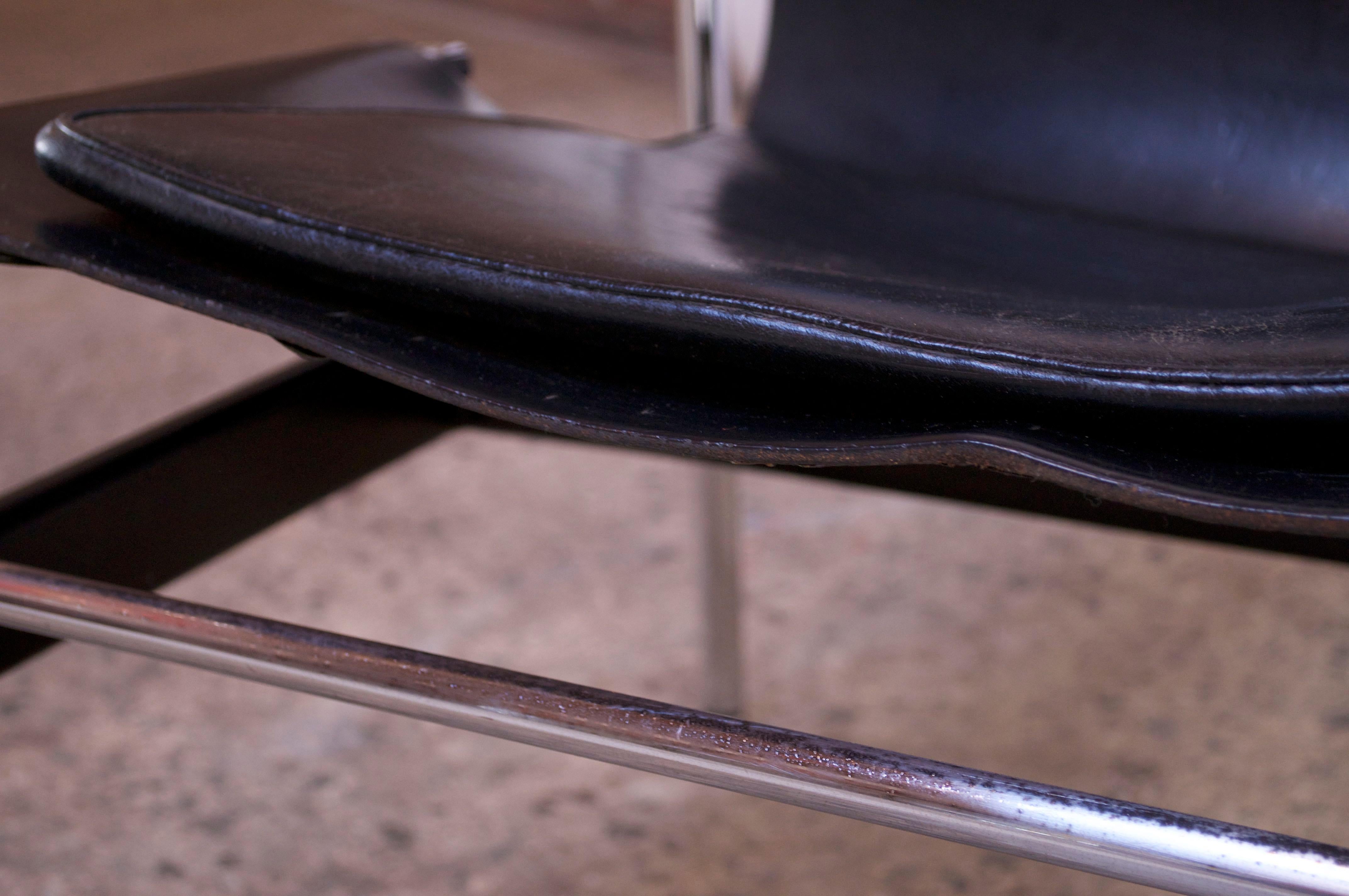 First Edition Charles Pollack for Knoll 657 'Sling Chair' in Black Leather 5