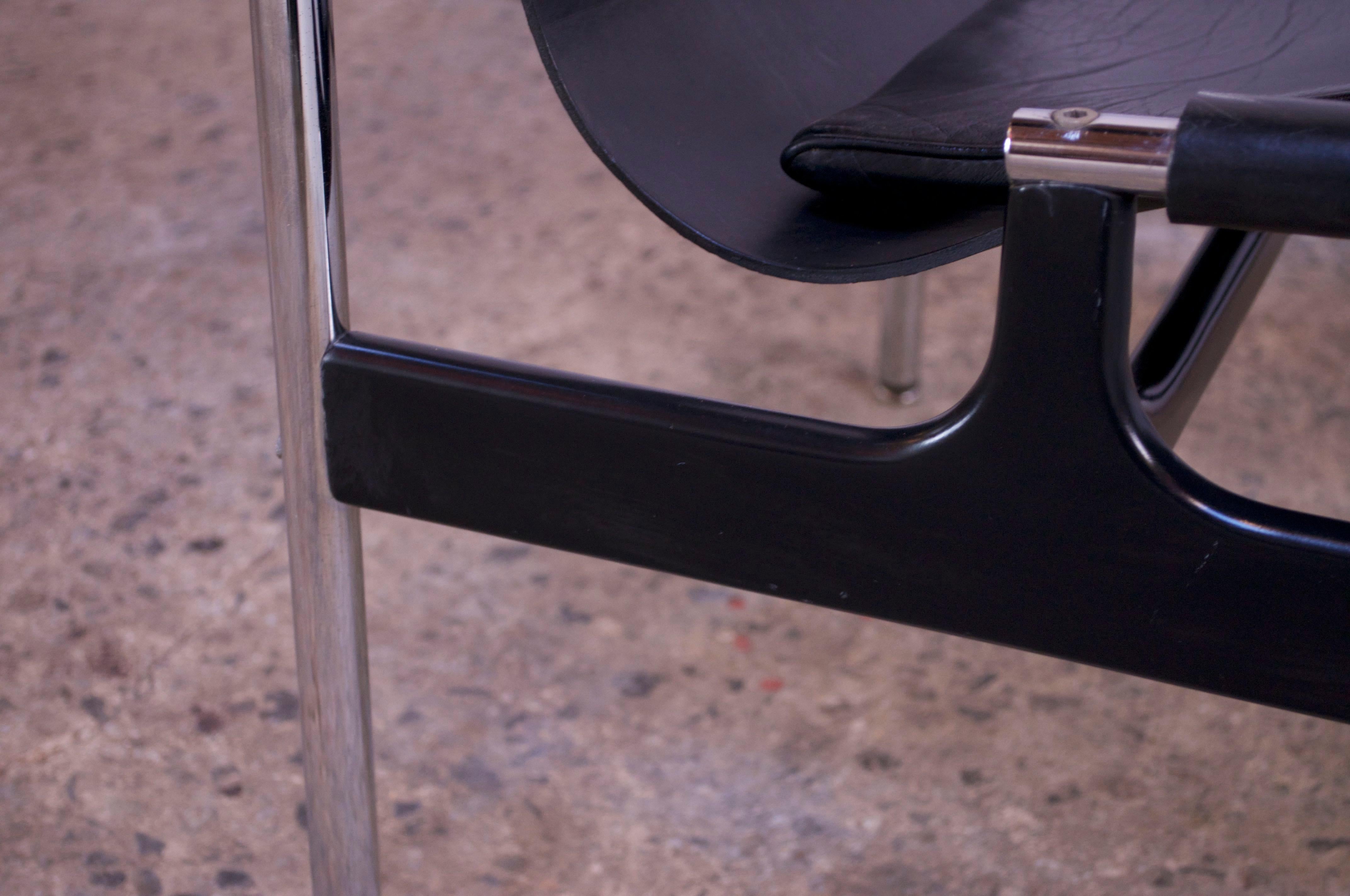 First Edition Charles Pollack for Knoll 657 'Sling Chair' in Black Leather 8