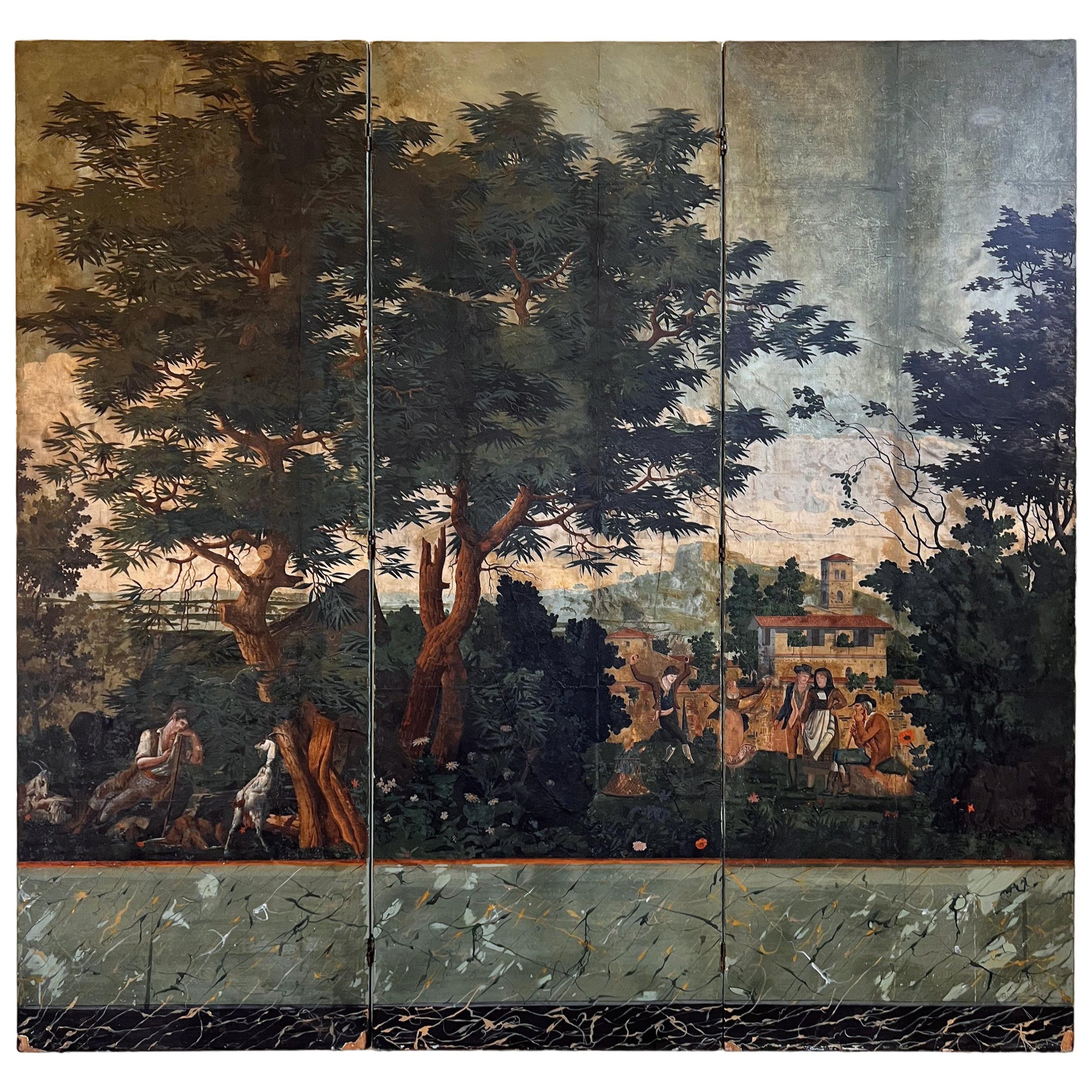 First Edition early 19th Century Zuber Paravent of Mongin's 'Les Vues d'Italie" For Sale