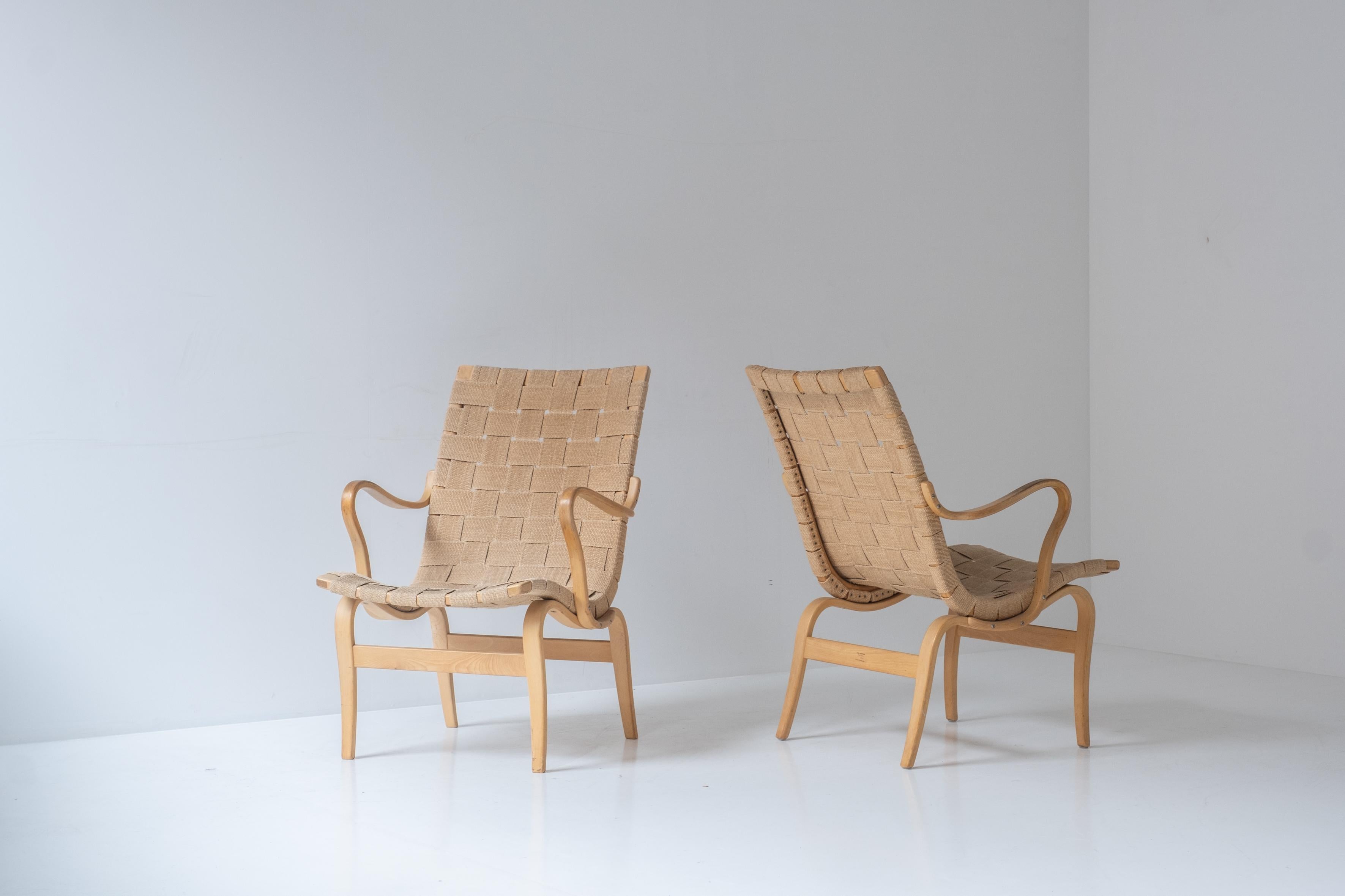 Erstausgabe der 'Eva'-Stühle von Bruno Mathsson für Karl Mathsson, Schweden 1960er Jahre (Skandinavische Moderne)