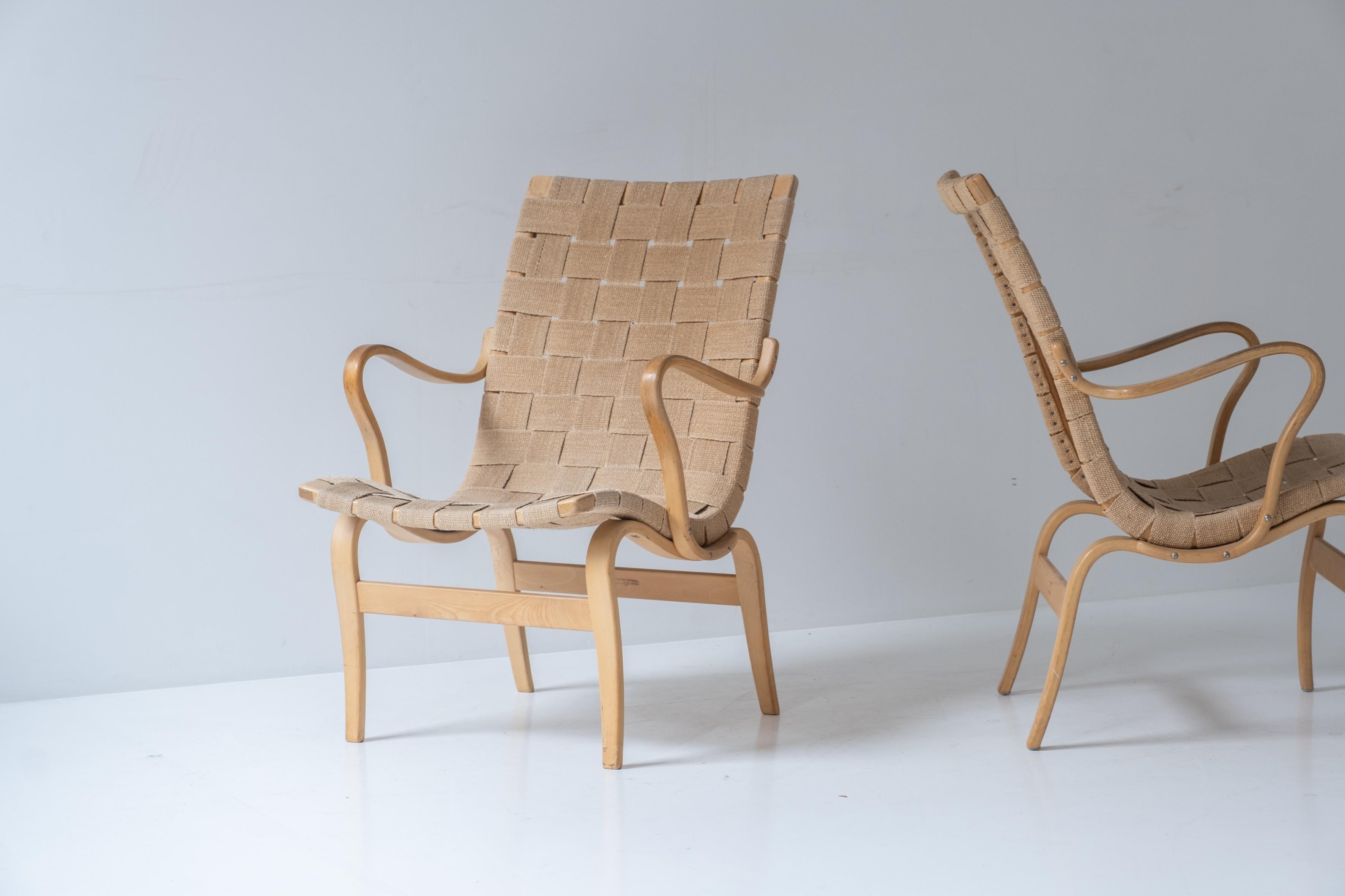 Swedish First edition ‘Eva’ chairs by Bruno Mathsson for Karl Mathsson, Sweden 1960s For Sale